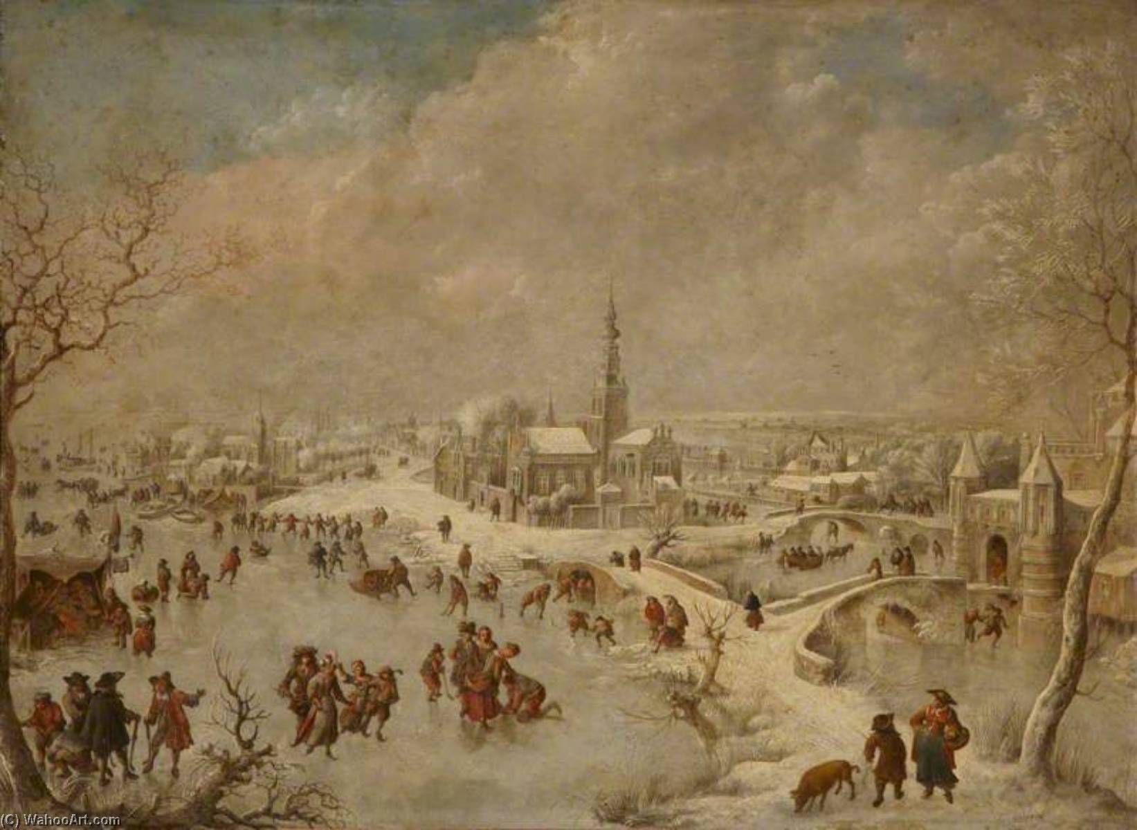 Wikioo.org - The Encyclopedia of Fine Arts - Painting, Artwork by Jan Griffier - Winter Scene