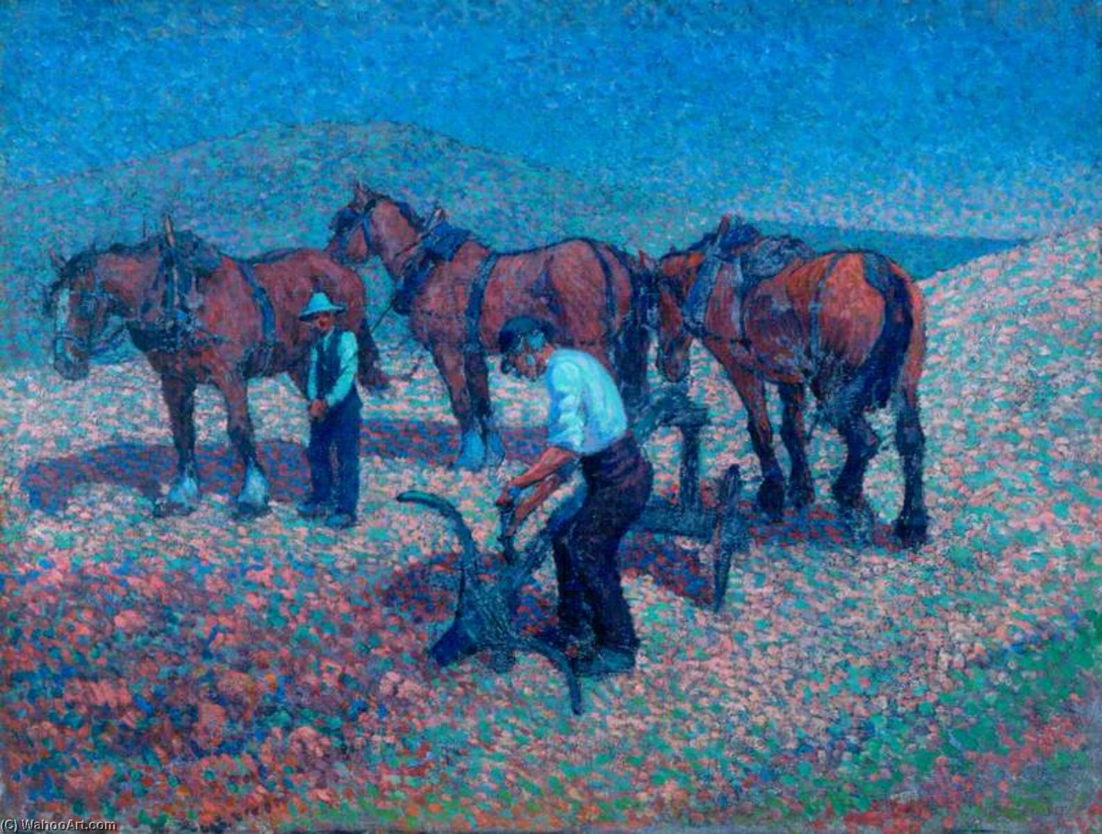 Wikioo.org - The Encyclopedia of Fine Arts - Painting, Artwork by Robert Polhill Bevan - Ploughing on the Downs