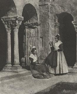 Wikioo.org - The Encyclopedia of Fine Arts - Painting, Artwork by Charles Nègre - Two Women of Arles at the Cloister of Saint Triomphe, Cathedral of Arles