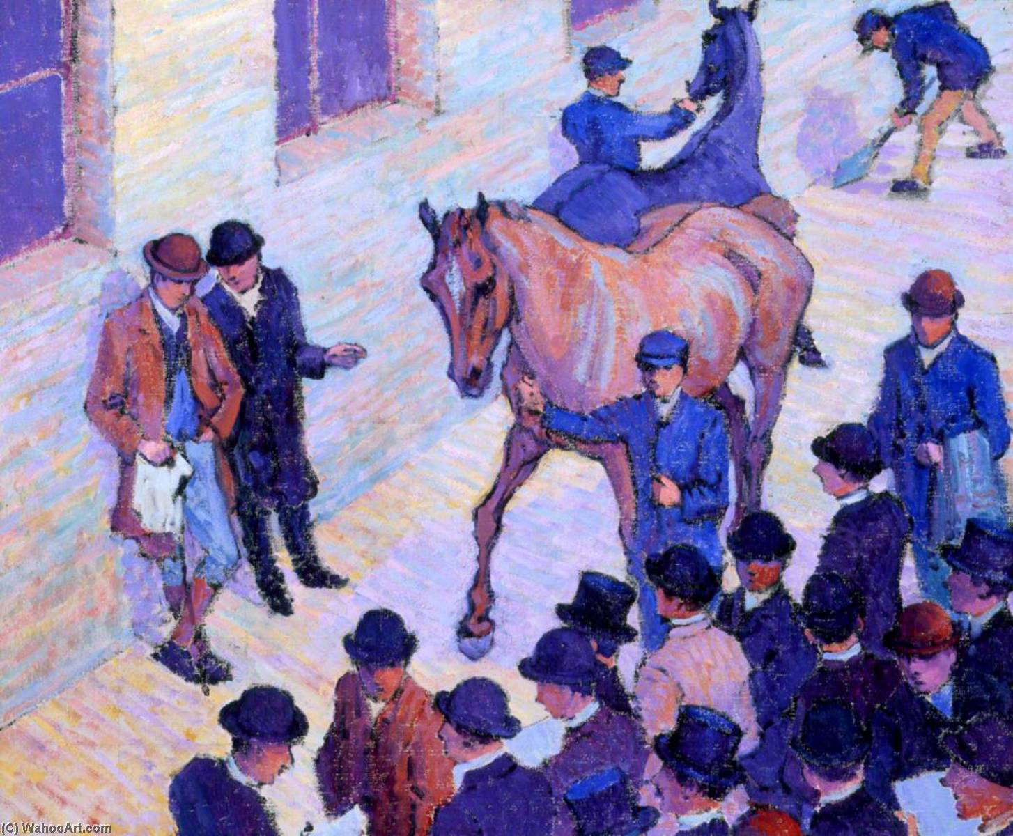 Wikioo.org - The Encyclopedia of Fine Arts - Painting, Artwork by Robert Polhill Bevan - A Sale at Tattersalls