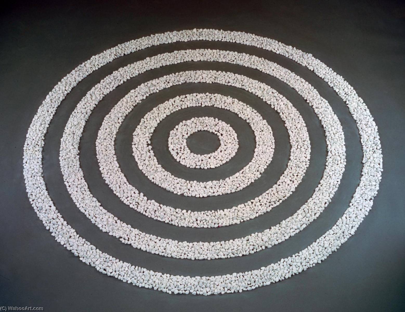 Wikoo.org - موسوعة الفنون الجميلة - اللوحة، العمل الفني Richard Long - Small White Pebble Circles