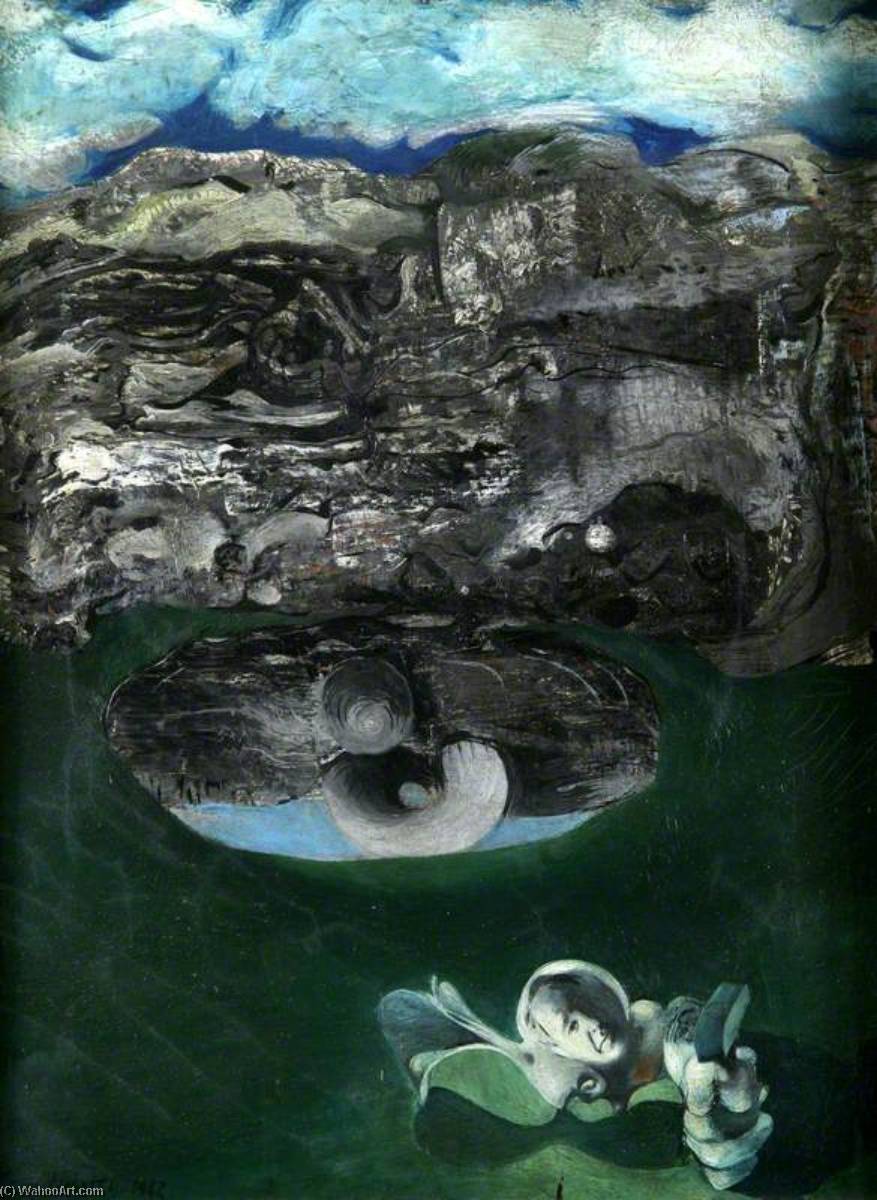 Wikioo.org – La Enciclopedia de las Bellas Artes - Pintura, Obras de arte de Ceri Giraldus Richards - El Sculptor's Paisaje ( homenaje a Enrique Moore )