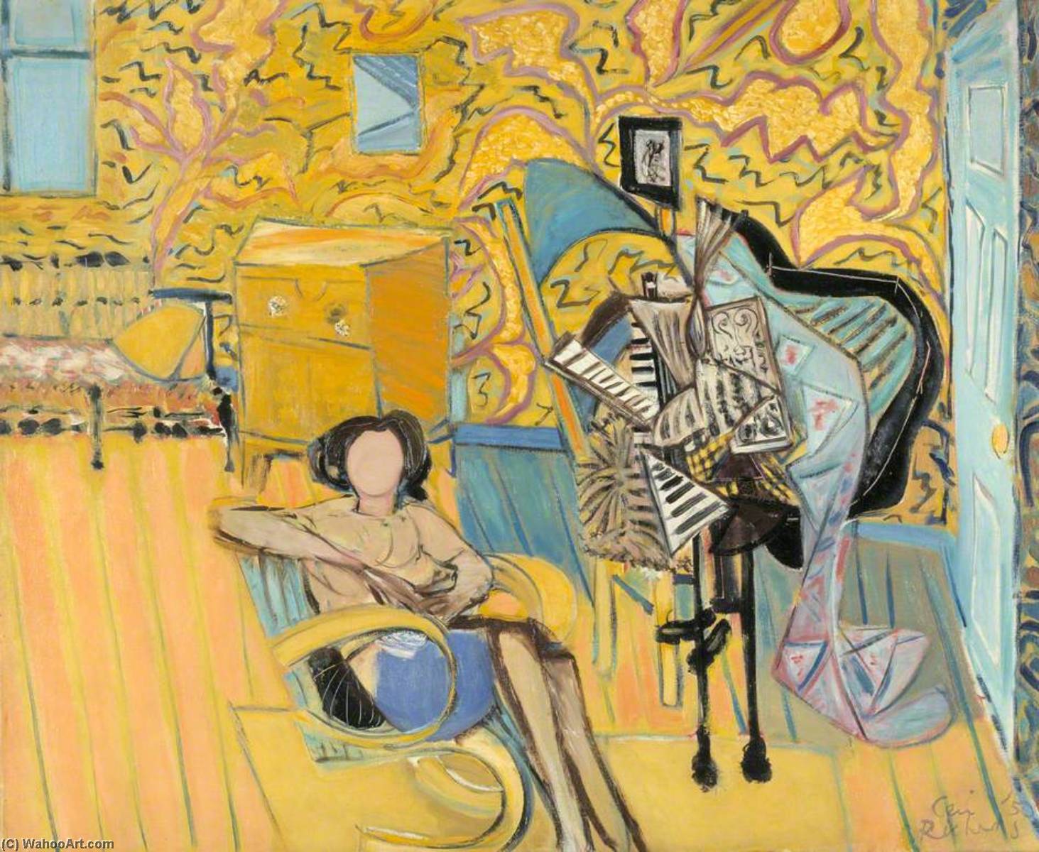 Wikioo.org - The Encyclopedia of Fine Arts - Painting, Artwork by Ceri Giraldus Richards - Yellow Interior