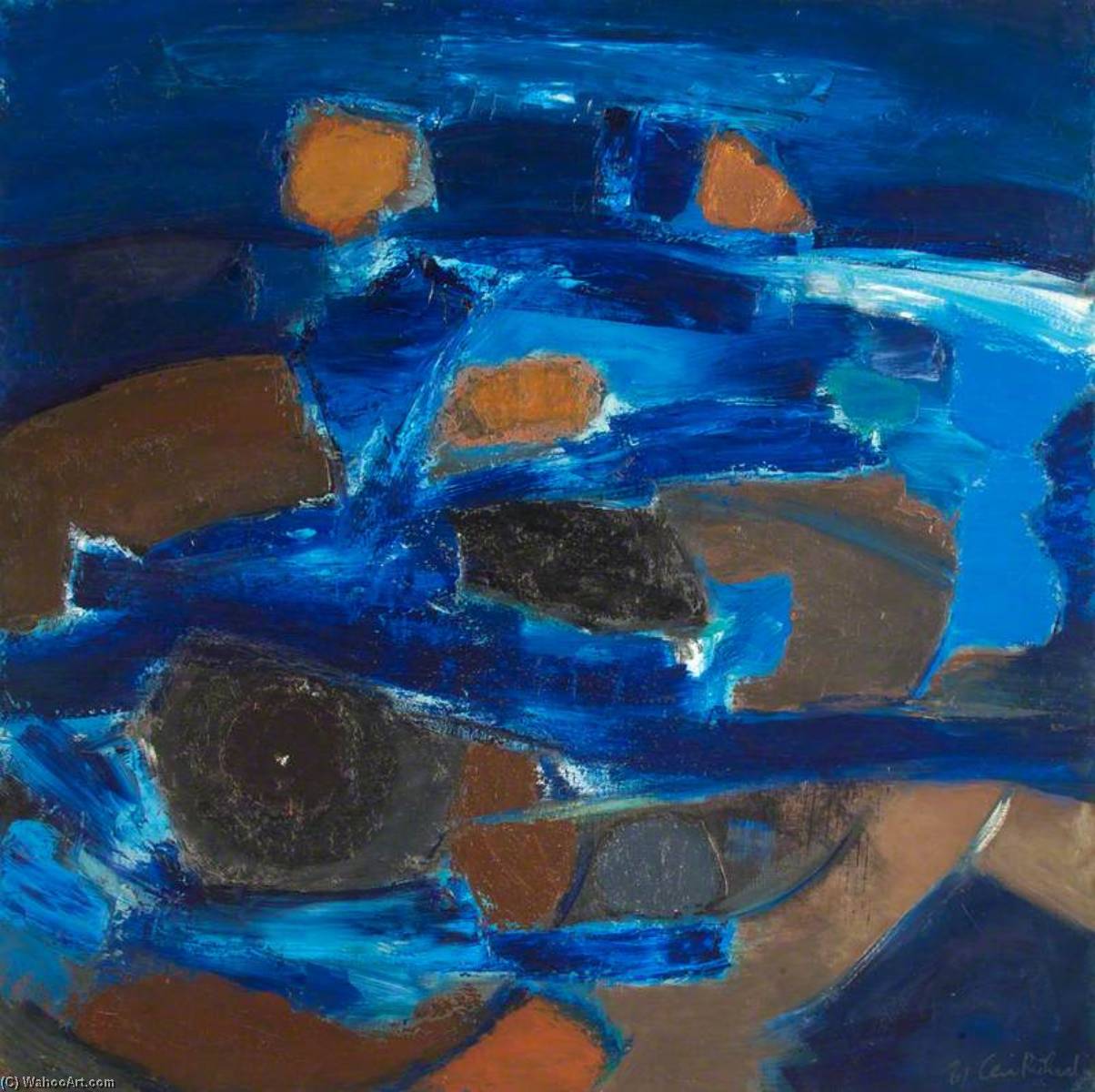 Wikioo.org - The Encyclopedia of Fine Arts - Painting, Artwork by Ceri Giraldus Richards - Swimmers in Blue