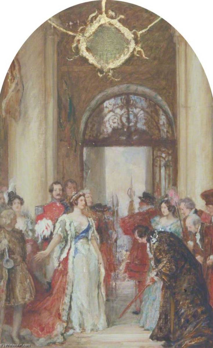 Wikioo.org - The Encyclopedia of Fine Arts - Painting, Artwork by Robert Walker - Study for 'The Opening of the Royal Exchange by Queen Victoria, 1844'
