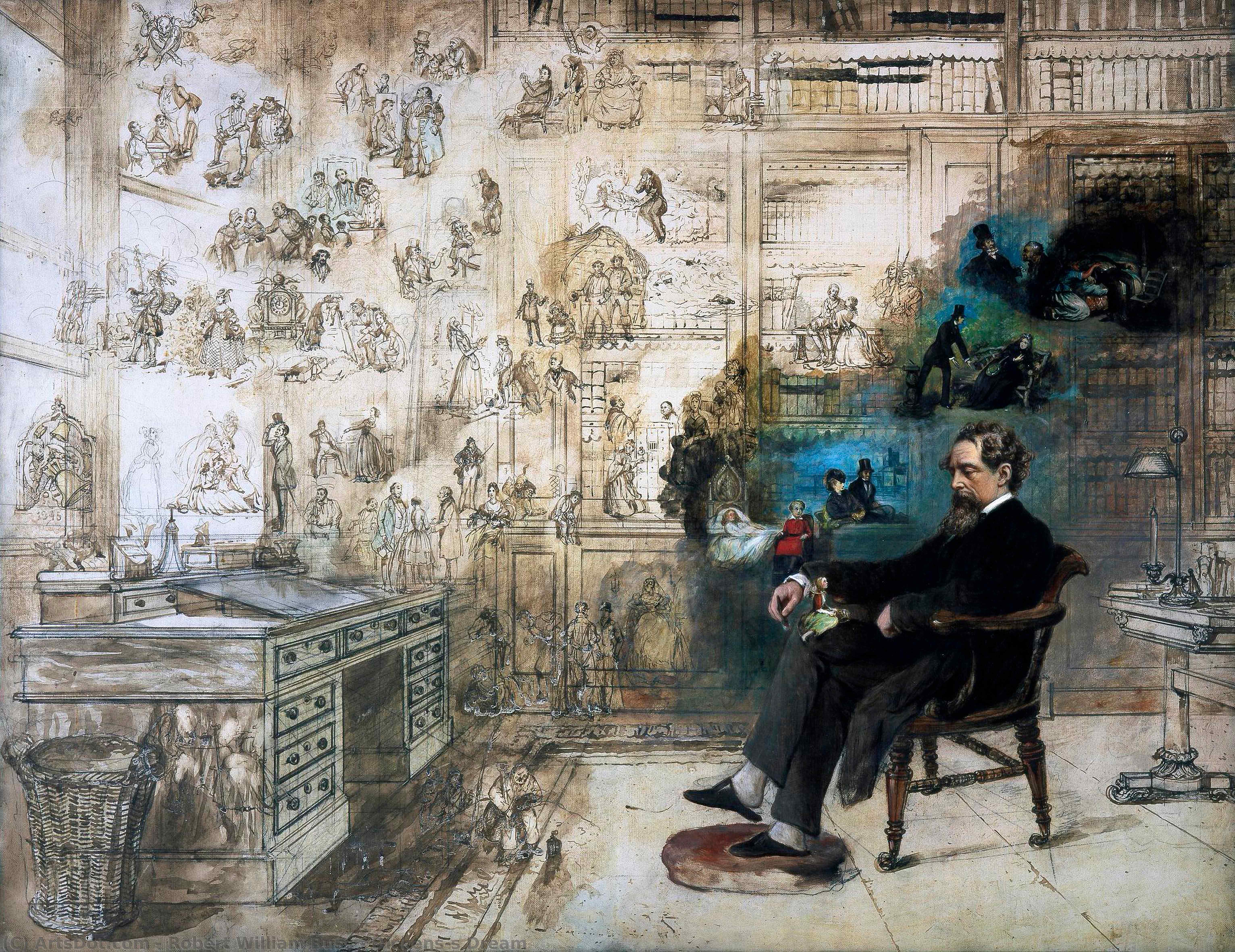 WikiOO.org - Encyclopedia of Fine Arts - Maleri, Artwork Robert William Buss - Dickens's Dream