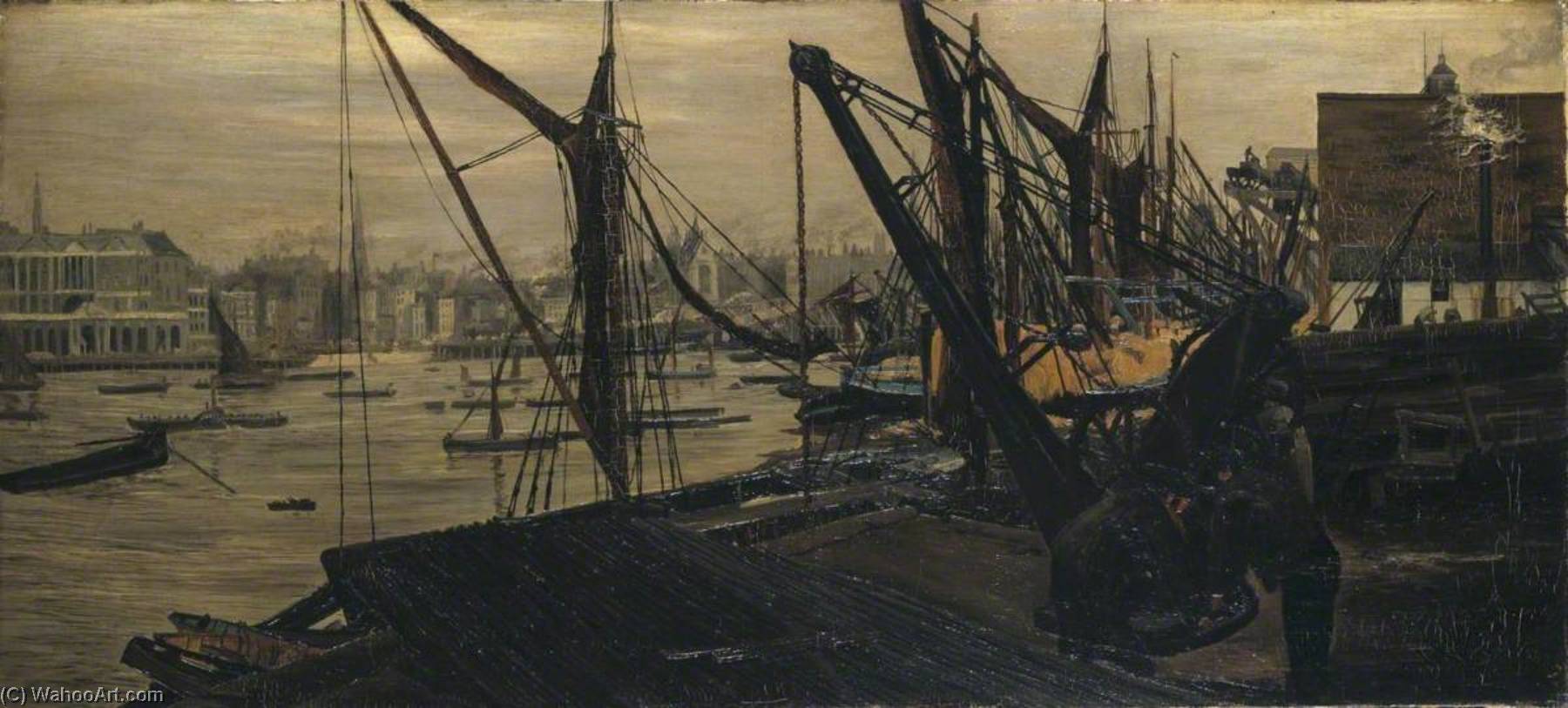 Wikioo.org - The Encyclopedia of Fine Arts - Painting, Artwork by Edwin Edwards - The Thames from a Wharf at Waterloo Bridge