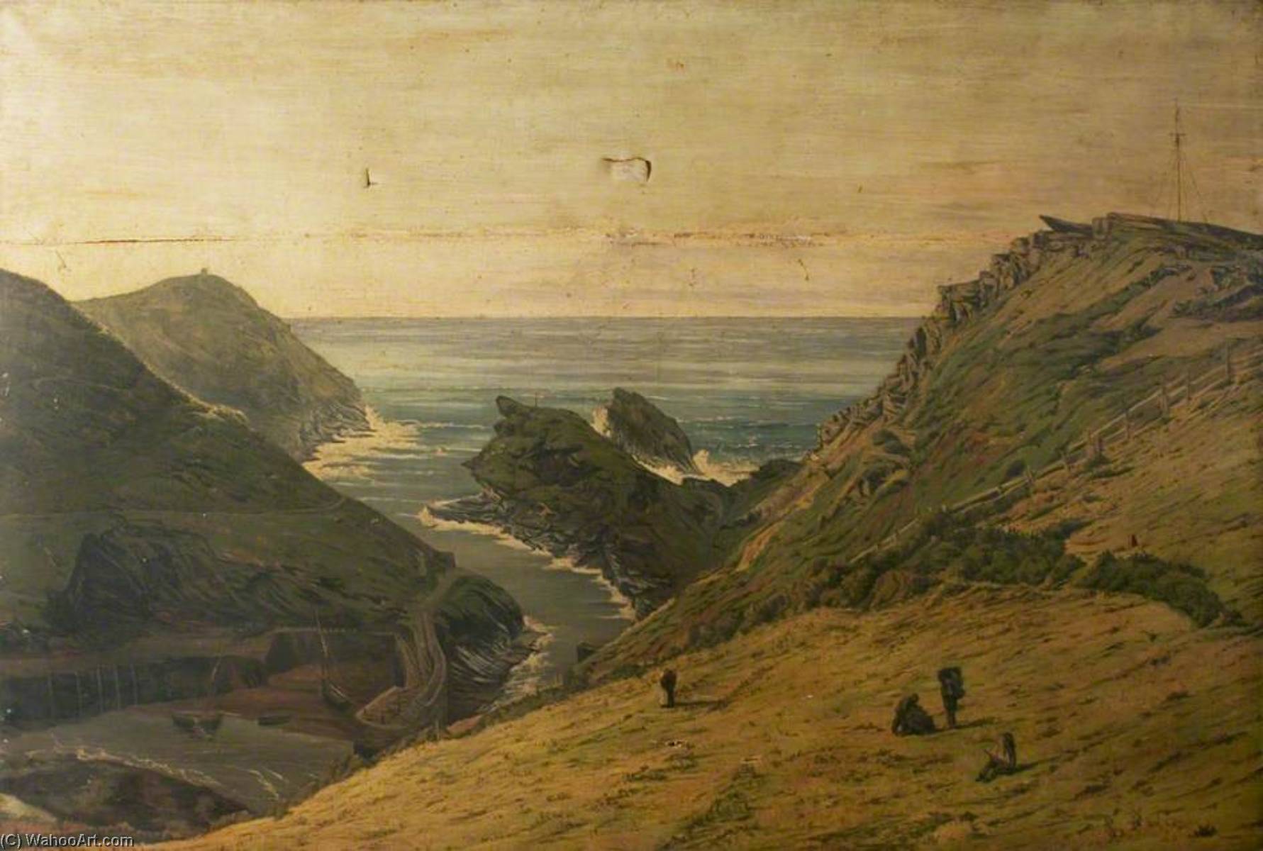 Wikioo.org - The Encyclopedia of Fine Arts - Painting, Artwork by Edwin Edwards - Boscastle Harbour, Cornwall
