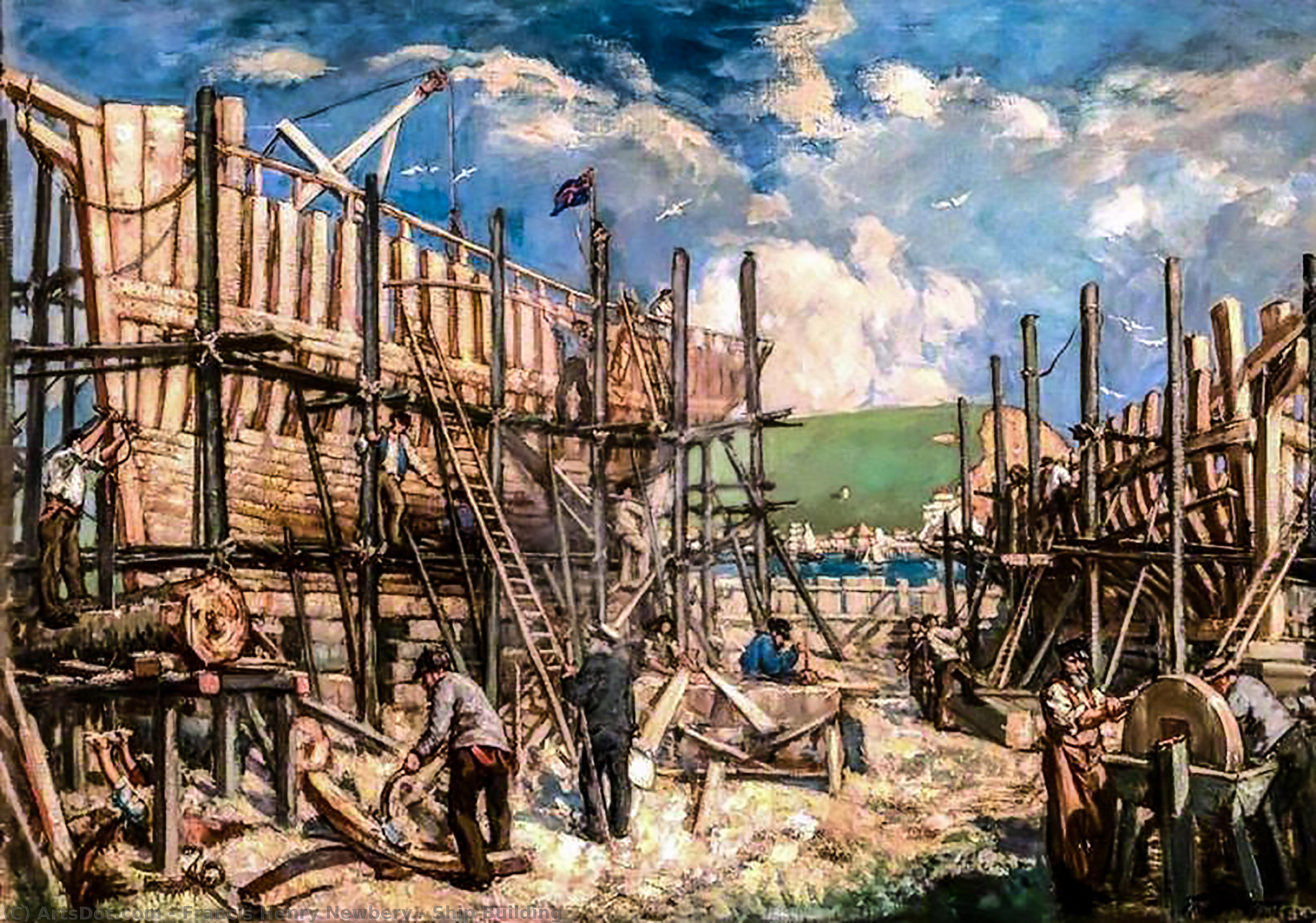 WikiOO.org - Encyclopedia of Fine Arts - Maalaus, taideteos Francis Henry Newbery - Ship Building