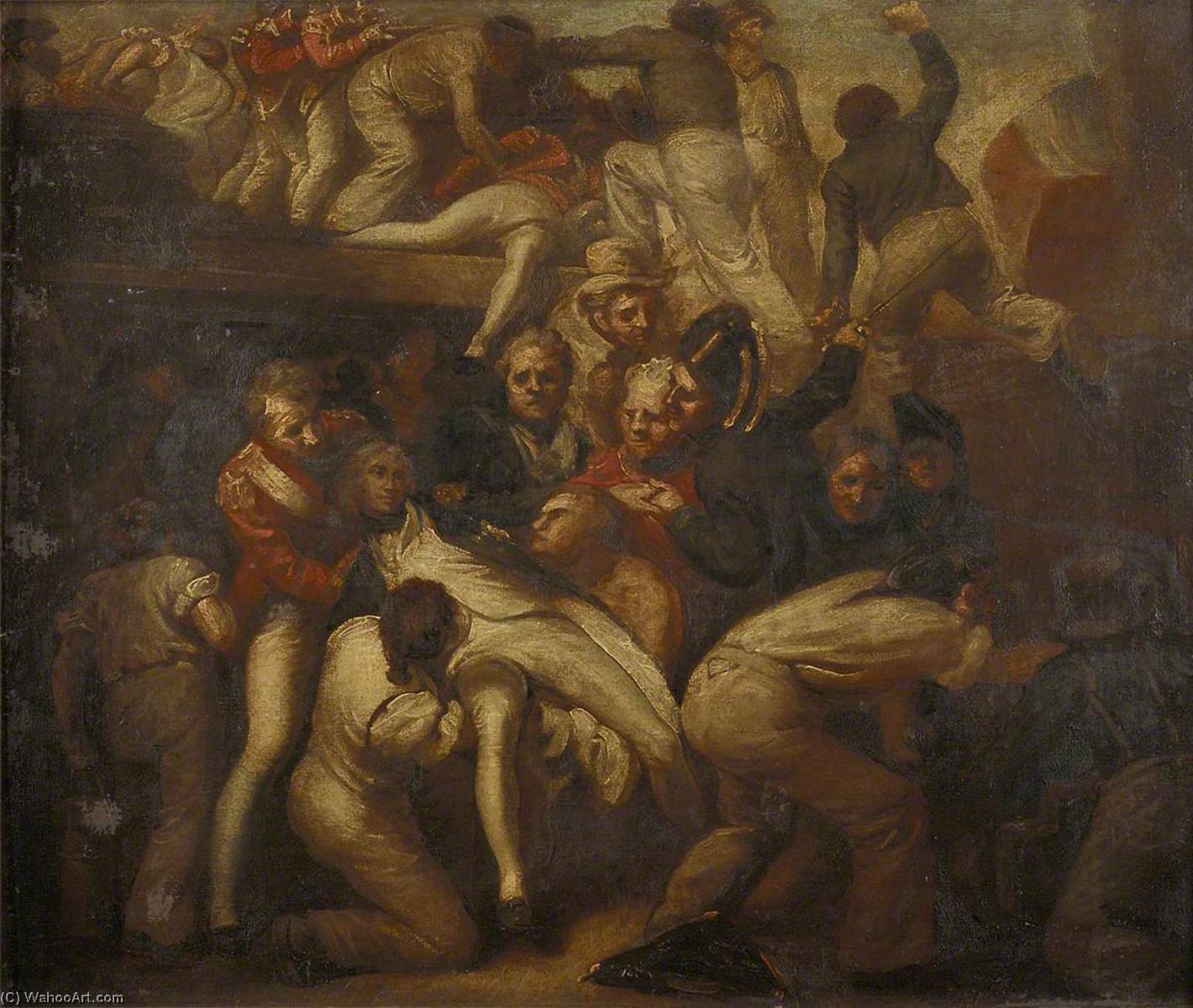 Wikioo.org - The Encyclopedia of Fine Arts - Painting, Artwork by Samuel Drummond - The Death of Nelson at the Battle of Trafalgar, 21 October 1805