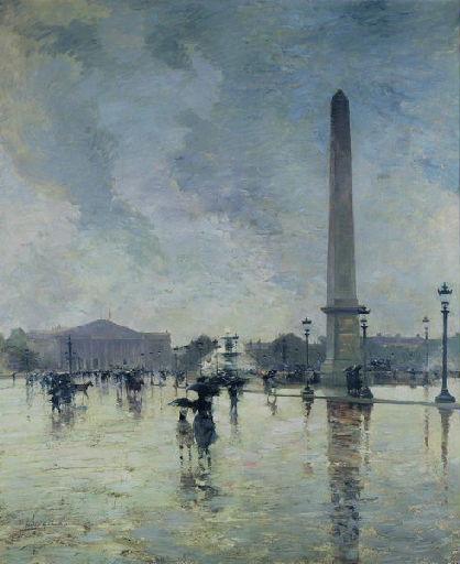 Wikioo.org – L'Encyclopédie des Beaux Arts - Peinture, Oeuvre de Smith Alfred - L'Averse ( Place de la Concorde )