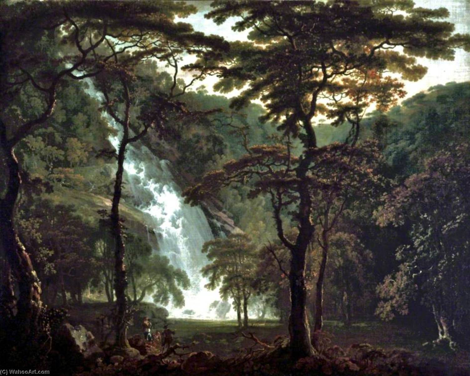 WikiOO.org - Εγκυκλοπαίδεια Καλών Τεχνών - Ζωγραφική, έργα τέχνης George Barret The Elder - The Powerscourt Waterfall