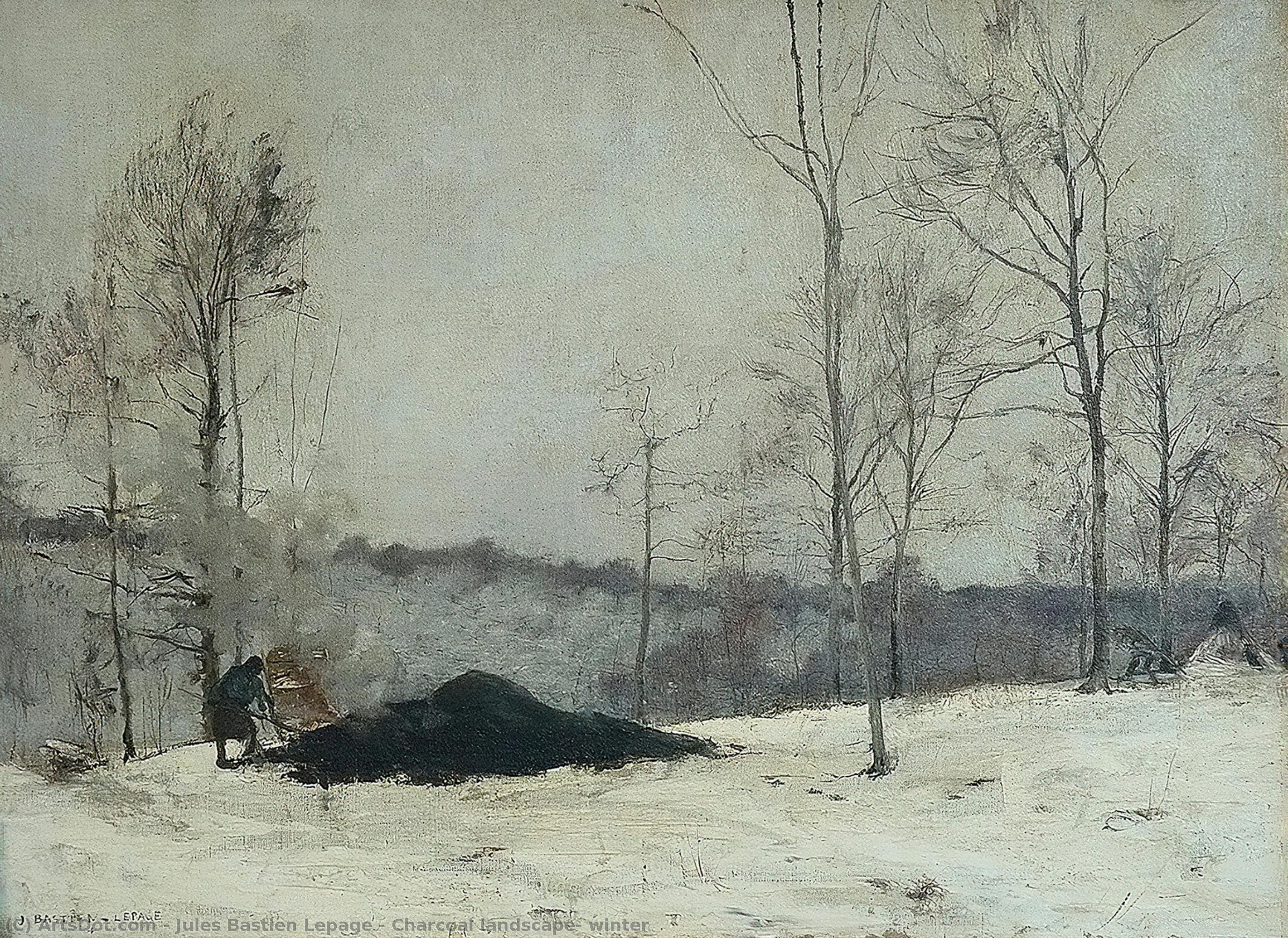 Wikioo.org - The Encyclopedia of Fine Arts - Painting, Artwork by Jules Bastien Lepage - Charcoal landscape, winter