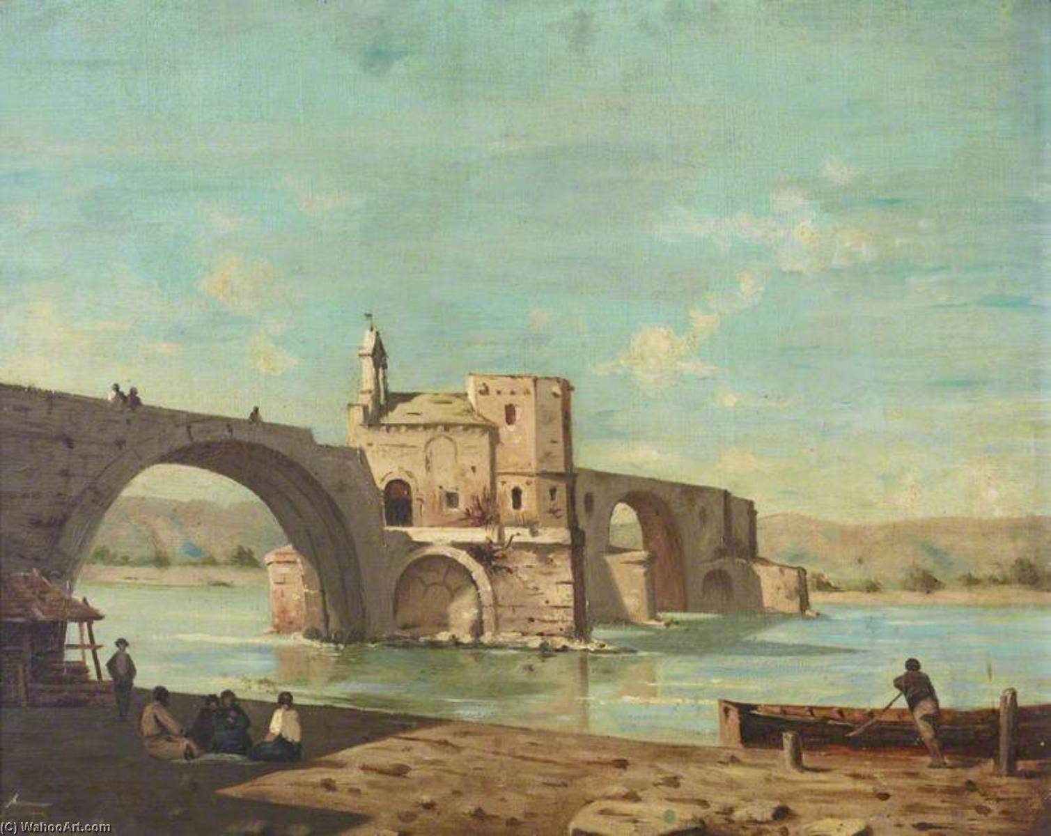 Wikioo.org - The Encyclopedia of Fine Arts - Painting, Artwork by George Barret The Elder - View of Le Pont St Bénézet, Avignon, France