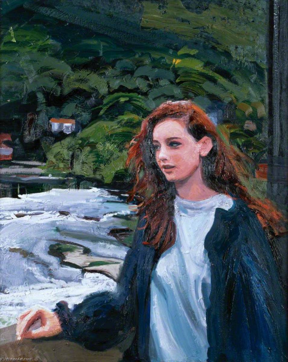 Wikioo.org - The Encyclopedia of Fine Arts - Painting, Artwork by Peter Douglas Edwards - Young Woman on the Bridge at Llangollen