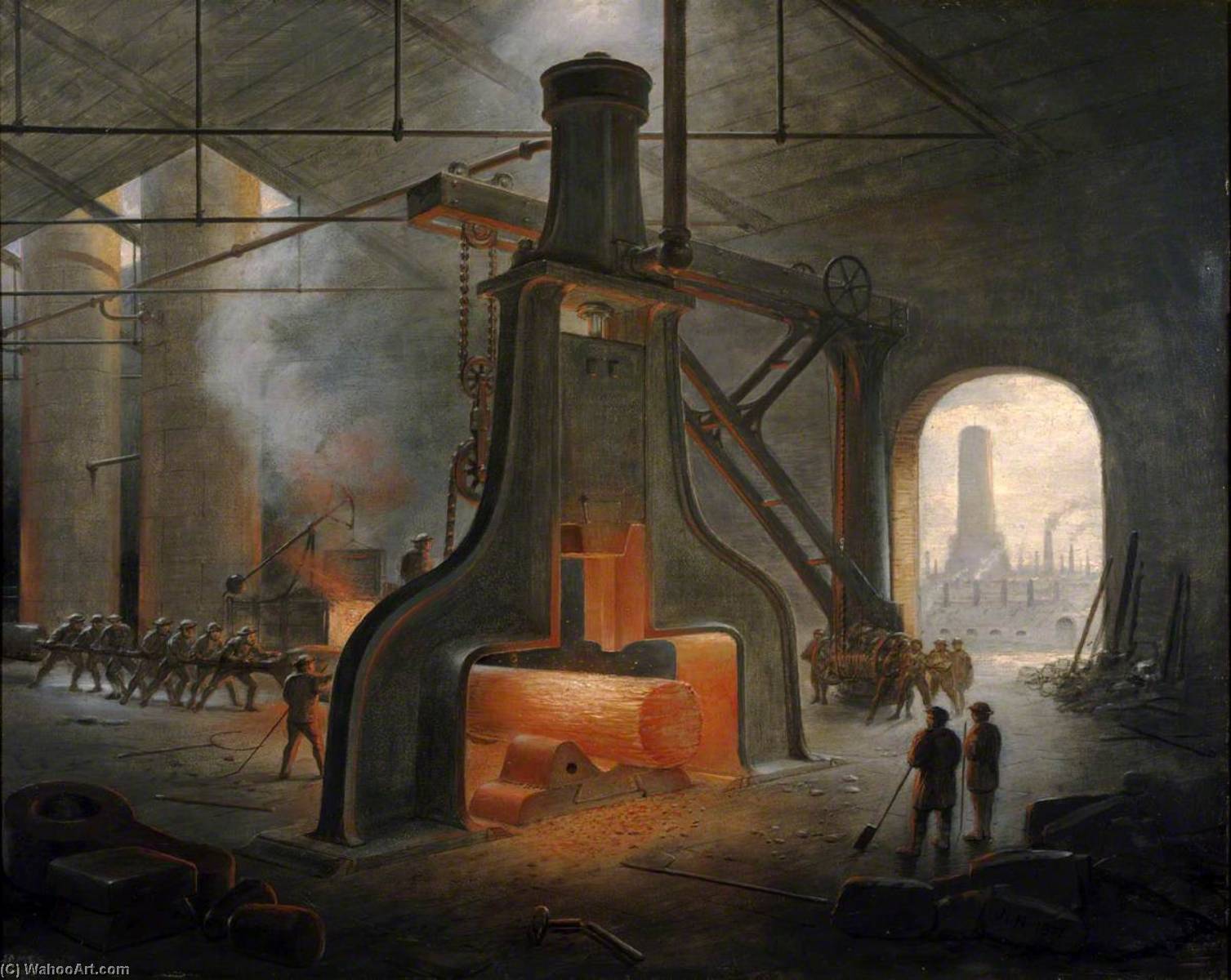 Wikioo.org - The Encyclopedia of Fine Arts - Painting, Artwork by James Nasmyth - A Steam Hammer at Work