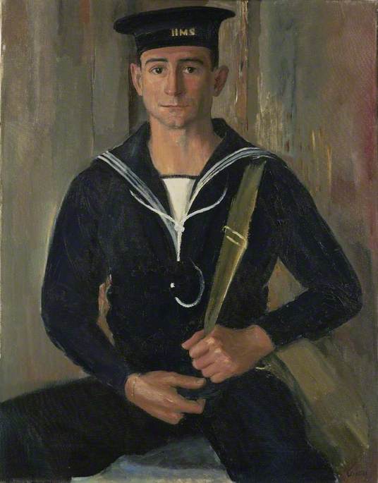 WikiOO.org - Enciclopedia of Fine Arts - Pictura, lucrări de artă Raymond James Coxon - Ordinary Seaman H. V. Cronyn, GM, RNVR, of HMS 'Mallard'