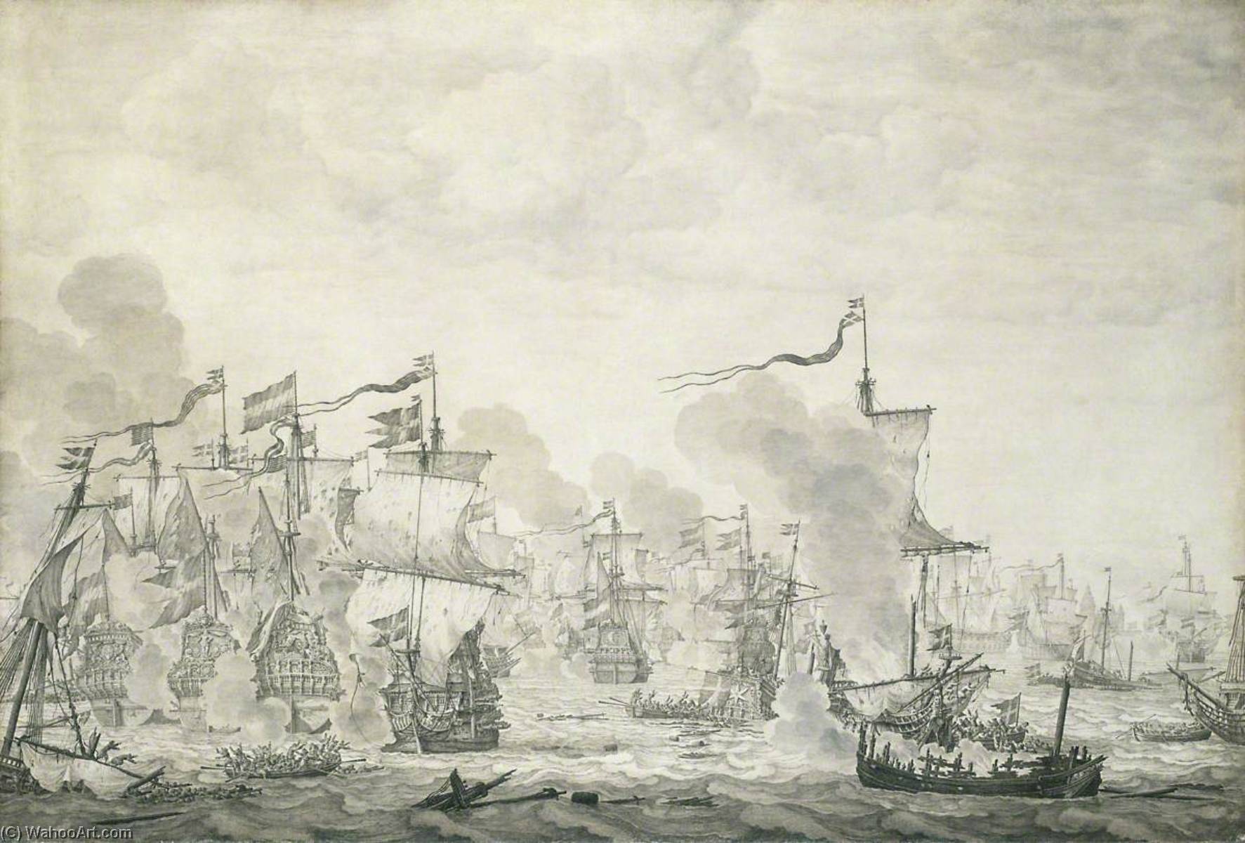 Wikioo.org - Encyklopedia Sztuk Pięknych - Malarstwo, Grafika Willem Van De Velde The Elder - The Battle of the Sound, 8 November 1658