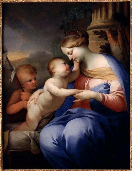 Wikioo.org - The Encyclopedia of Fine Arts - Painting, Artwork by Lubin Baugin - Vierge à L'Enfant avec saint Jean Baptiste