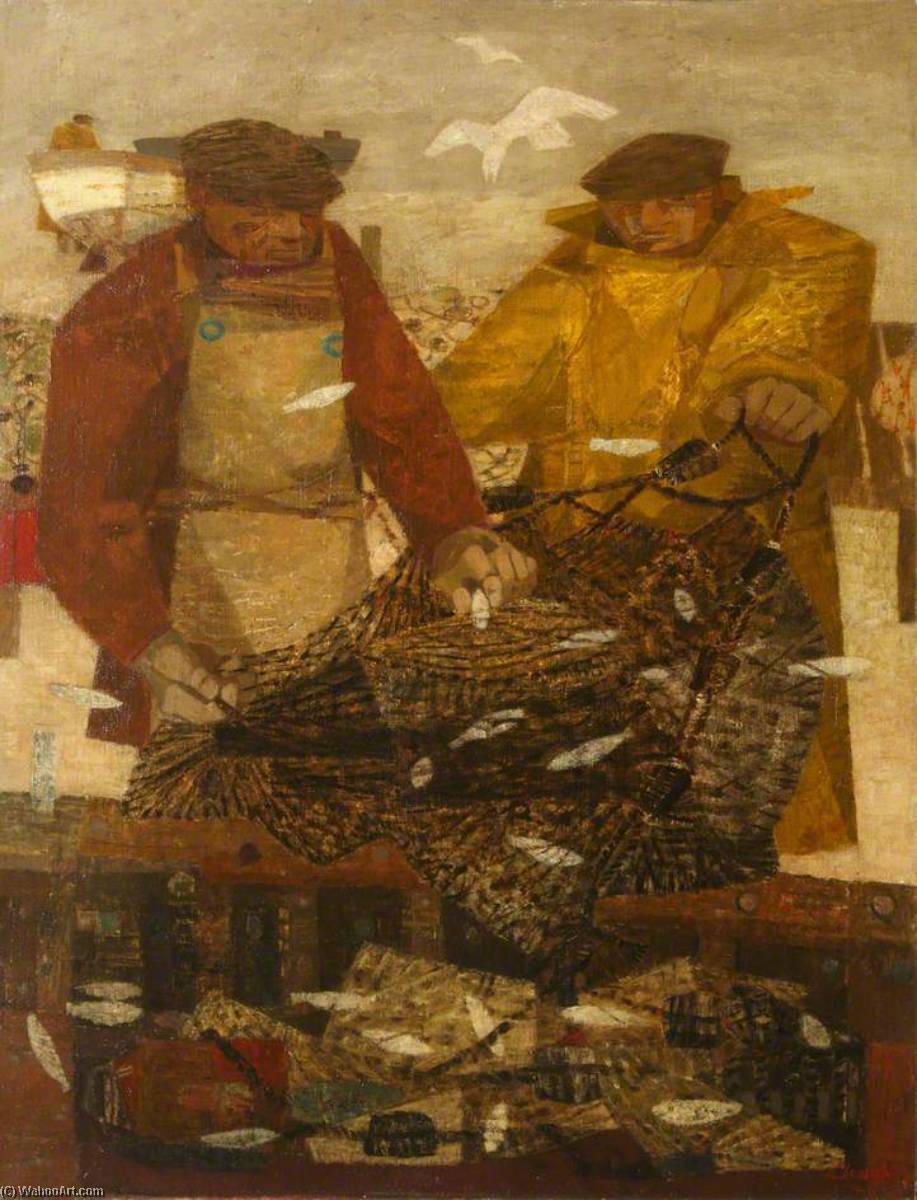WikiOO.org - Enciclopedia of Fine Arts - Pictura, lucrări de artă Prunella Clough - Fisherman with Sprats