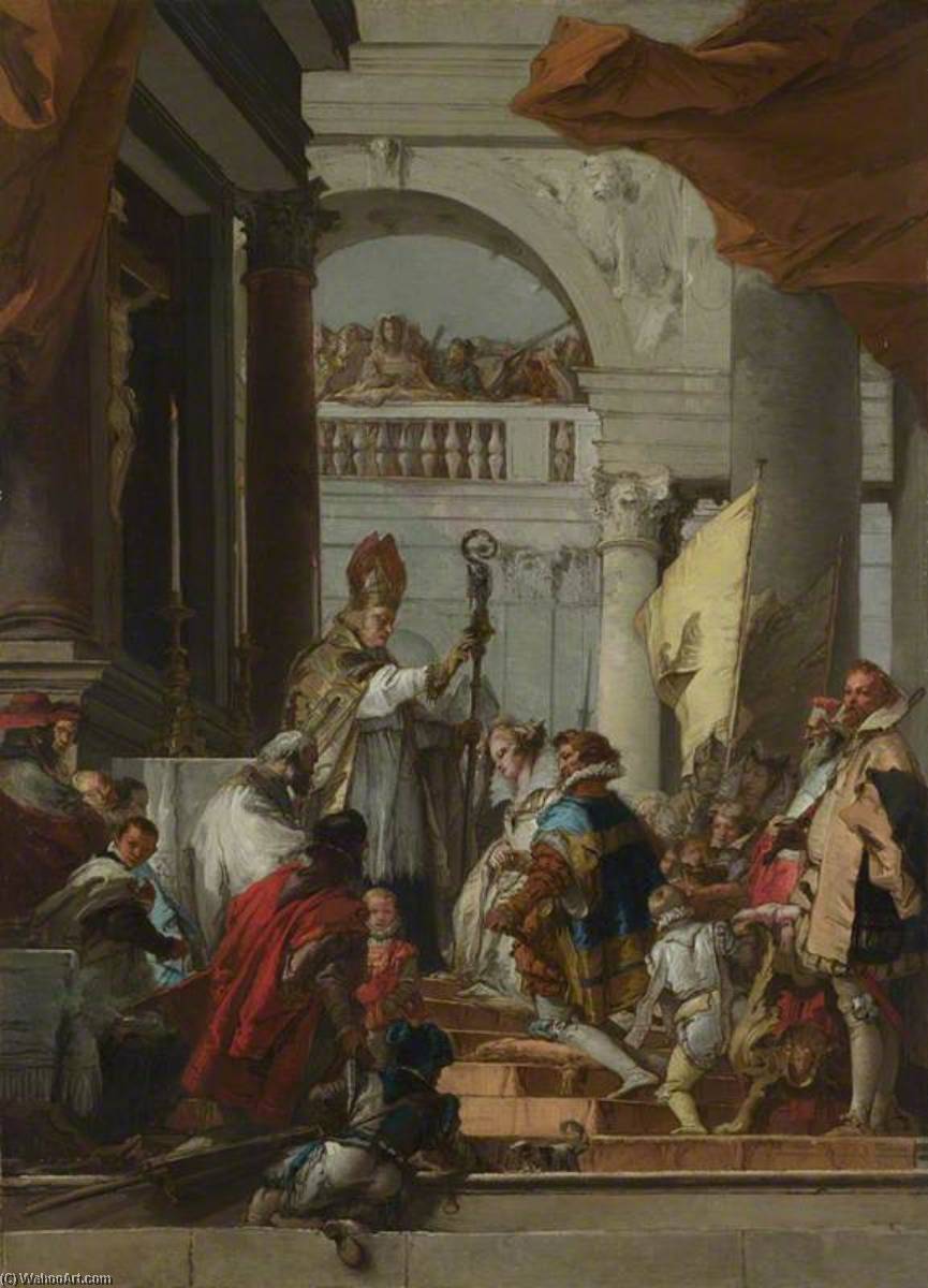 Wikioo.org - The Encyclopedia of Fine Arts - Painting, Artwork by Giandomenico Tiepolo - The Marriage of Frederick Barbarossa and Beatrice of Burgundy