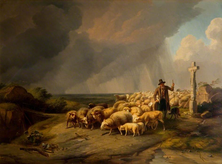 Wikioo.org - The Encyclopedia of Fine Arts - Painting, Artwork by Eugène Joseph Verboeckhoven - Gathering the Flock