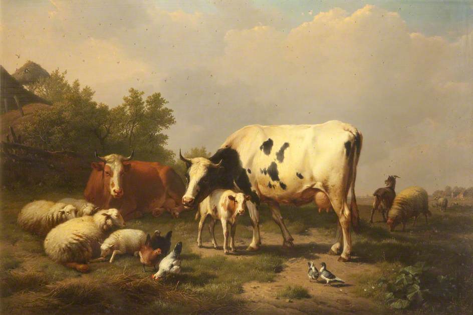 Wikioo.org - The Encyclopedia of Fine Arts - Painting, Artwork by Eugène Joseph Verboeckhoven - Cattle and Sheep in a Landscape