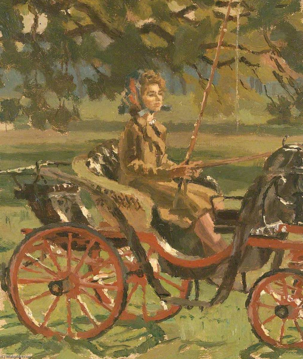 Wikioo.org - The Encyclopedia of Fine Arts - Painting, Artwork by Allan Gwynne Jones - Princess Elizabeth Driving a Phaeton