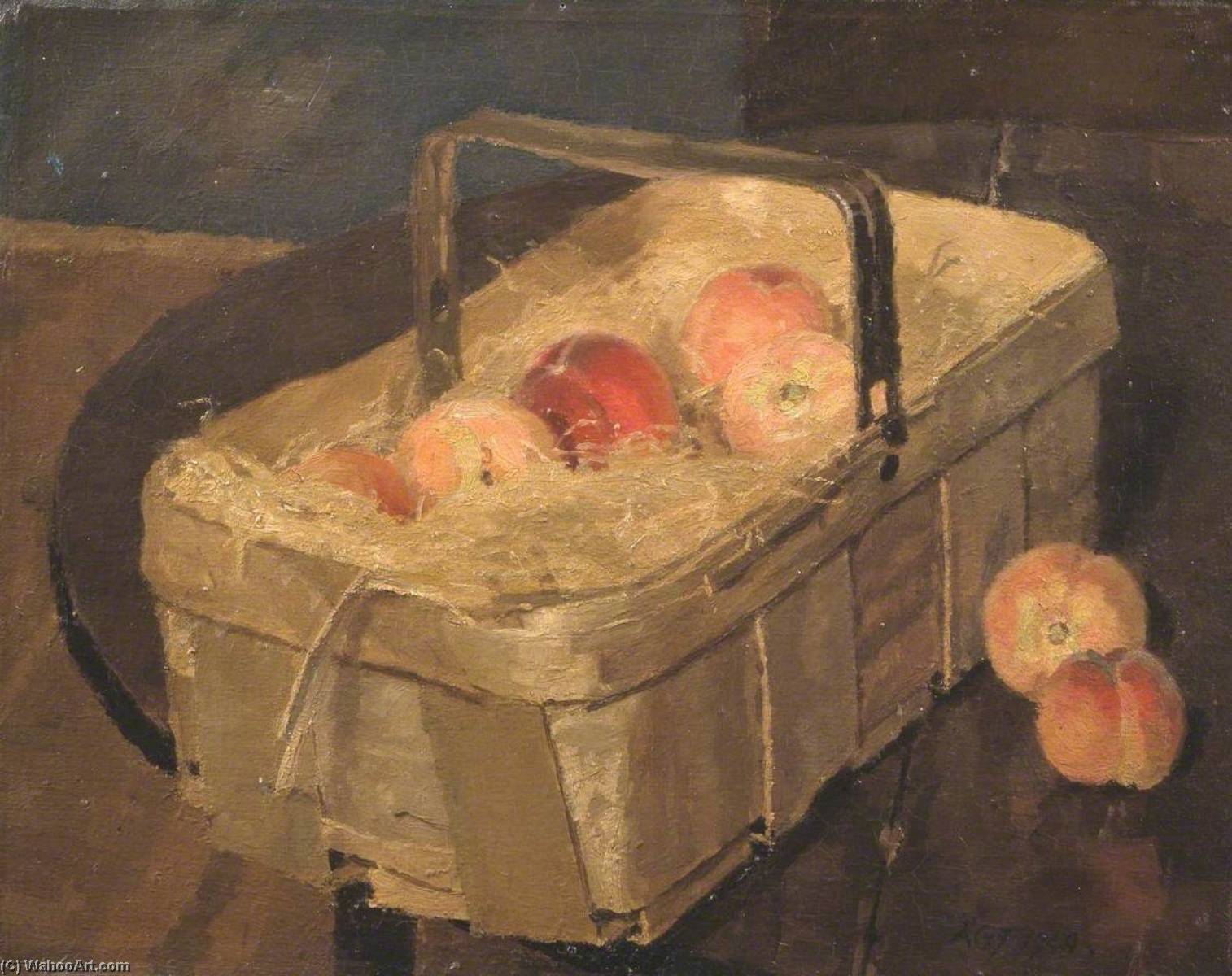 Wikioo.org - The Encyclopedia of Fine Arts - Painting, Artwork by Allan Gwynne Jones - Peaches in a Basket