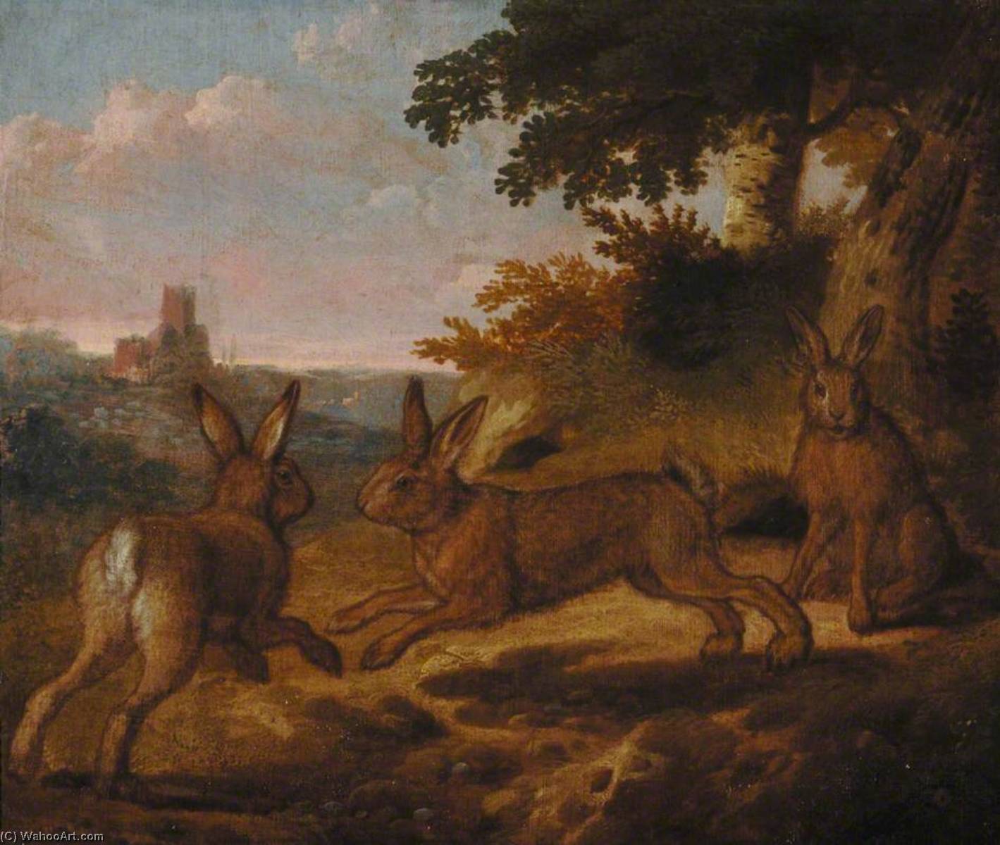Wikioo.org - The Encyclopedia of Fine Arts - Painting, Artwork by Francis Barlow - Three Hares