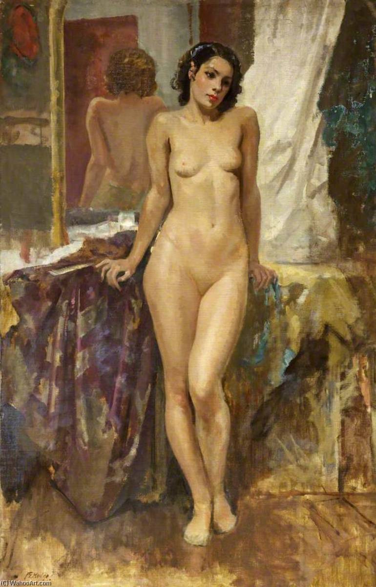 Wikioo.org - The Encyclopedia of Fine Arts - Painting, Artwork by Francis Edwin Hodge - Nude and Mirror