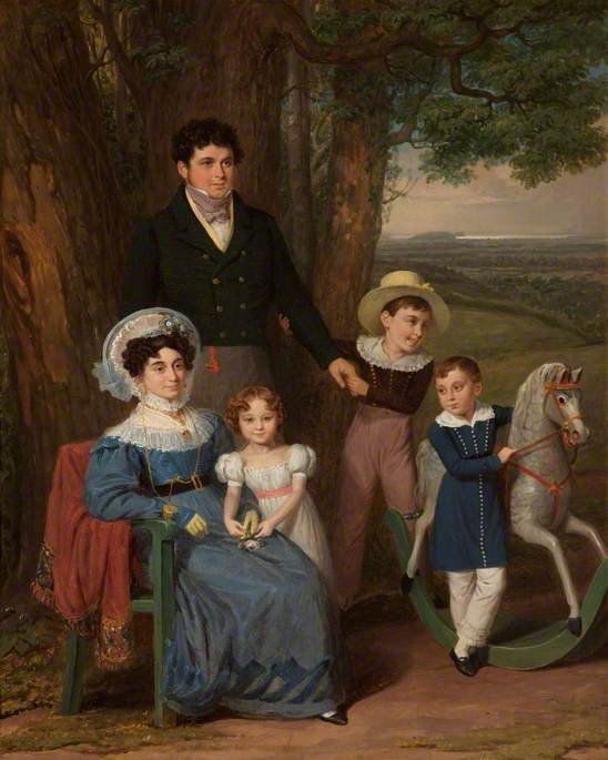 Wikioo.org - The Encyclopedia of Fine Arts - Painting, Artwork by Edward Villiers Rippingille - Reginald Henry Bean (d.1848), His Wife and Children