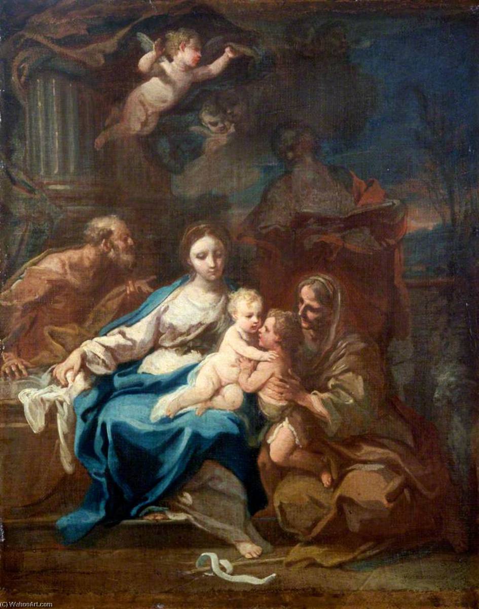 Wikioo.org - The Encyclopedia of Fine Arts - Painting, Artwork by Sebastiano Conca - Holy Family with Saint Anne, the Baptist and Zacharias