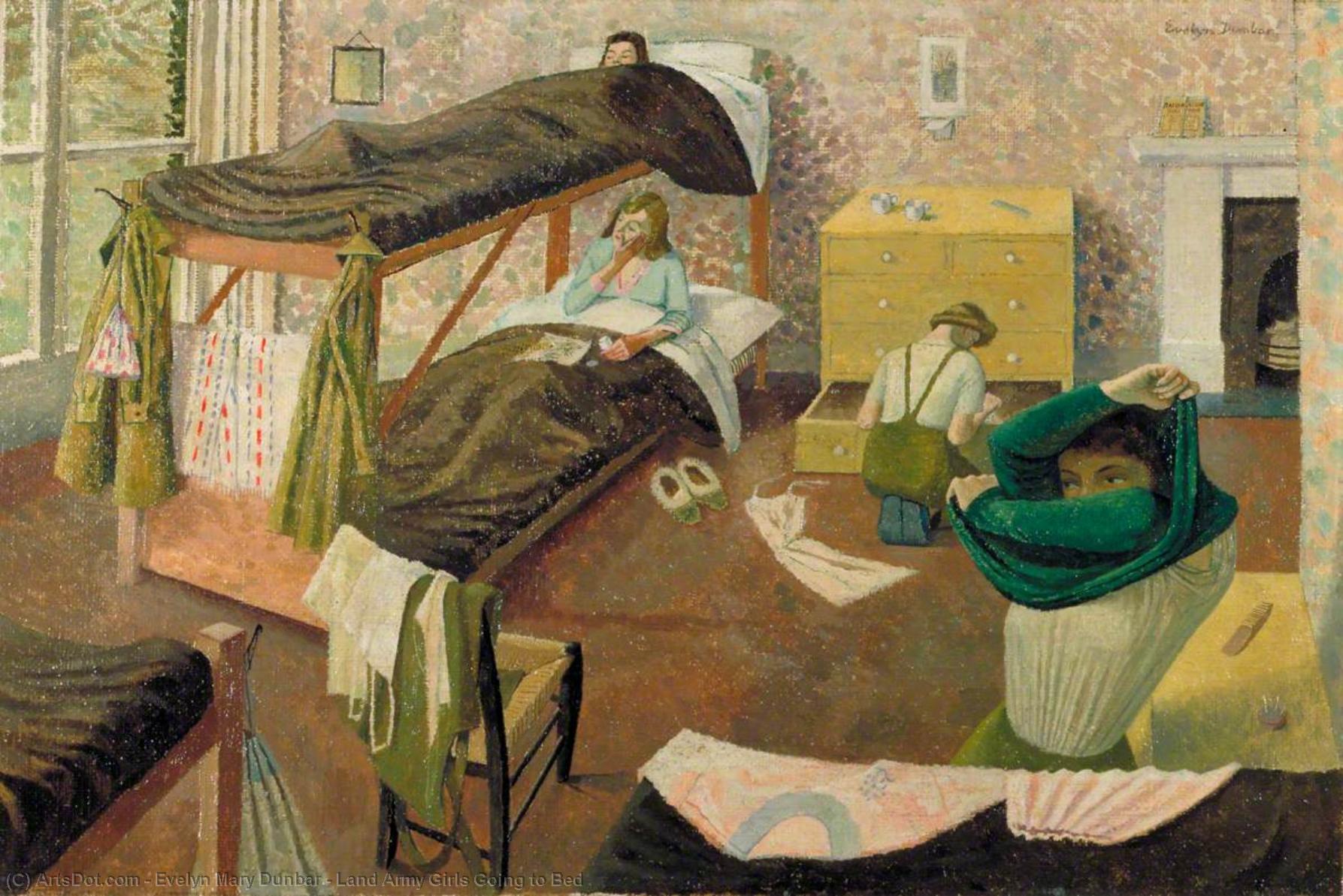 Wikioo.org - The Encyclopedia of Fine Arts - Painting, Artwork by Evelyn Mary Dunbar - Land Army Girls Going to Bed
