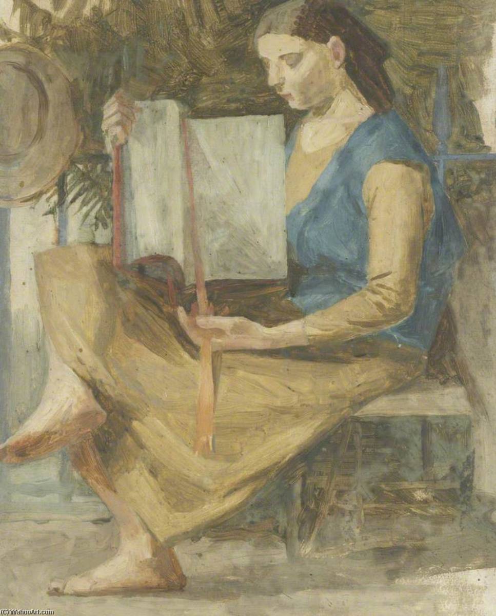 Wikioo.org – L'Enciclopedia delle Belle Arti - Pittura, Opere di Evelyn Mary Dunbar - donna con a libro