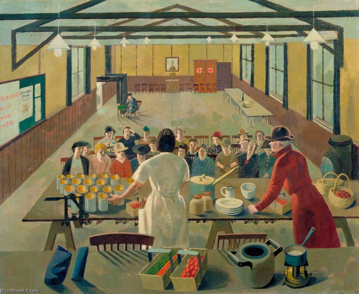 Wikioo.org - The Encyclopedia of Fine Arts - Painting, Artwork by Evelyn Mary Dunbar - A Canning Demonstration