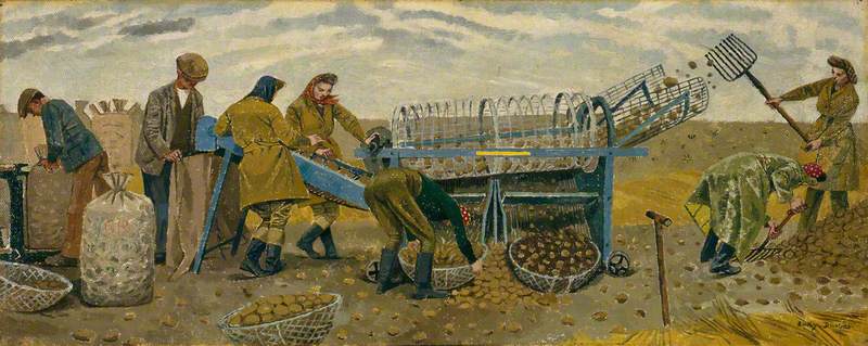 Wikioo.org - The Encyclopedia of Fine Arts - Painting, Artwork by Evelyn Mary Dunbar - Potato Sorting, Berwick