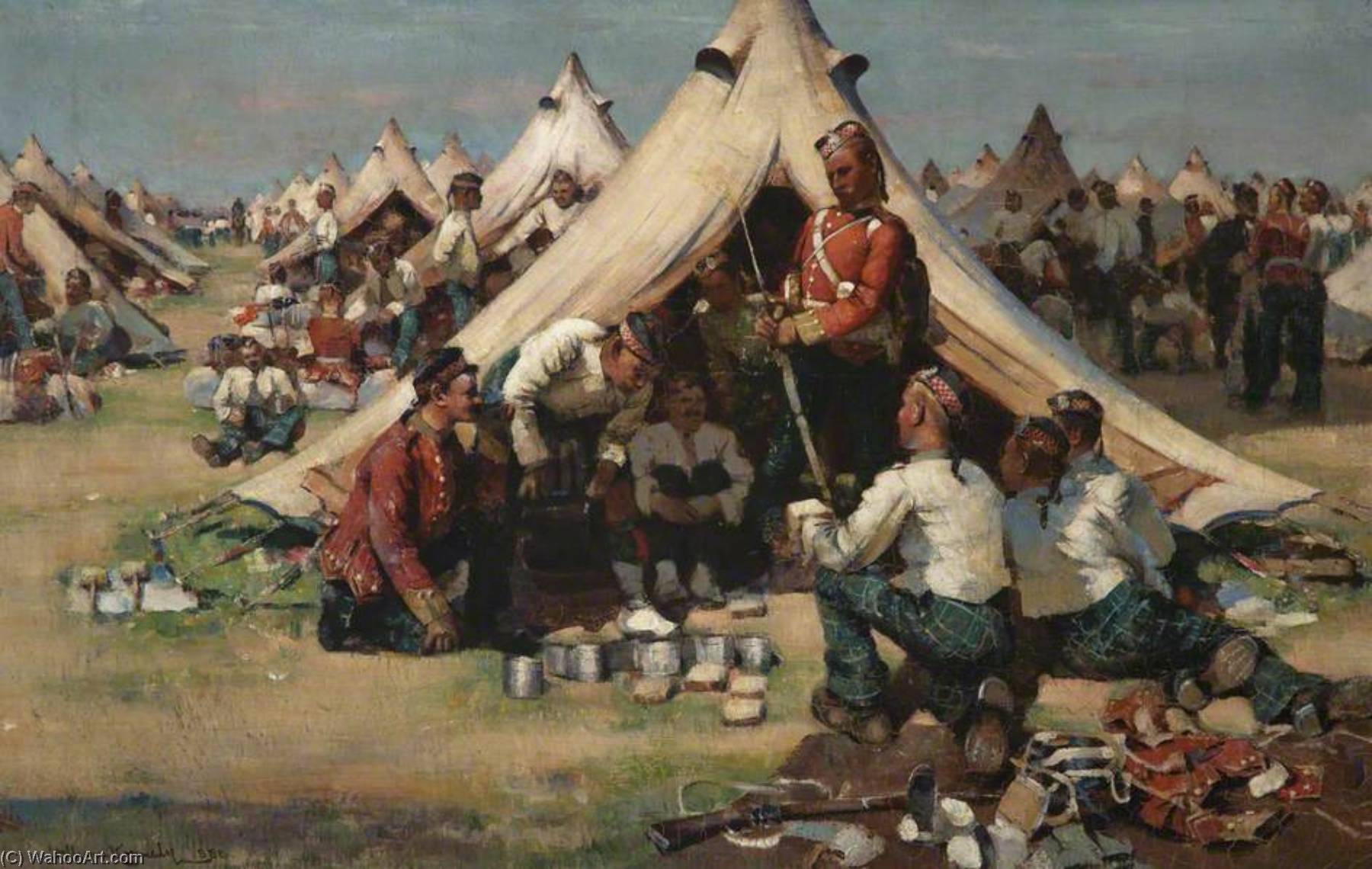 Wikioo.org - The Encyclopedia of Fine Arts - Painting, Artwork by William Joseph Kennedy - The Argylls in Camp at Stirling