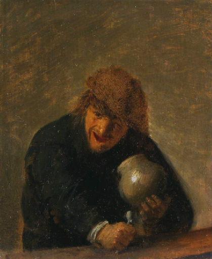 Wikioo.org - The Encyclopedia of Fine Arts - Painting, Artwork by Adriaen Brouwer - Buveur tenant une pipe et un pot