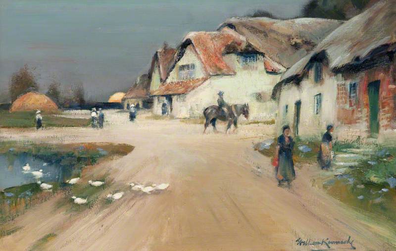 Wikioo.org - The Encyclopedia of Fine Arts - Painting, Artwork by William Joseph Kennedy - Figures in a Village