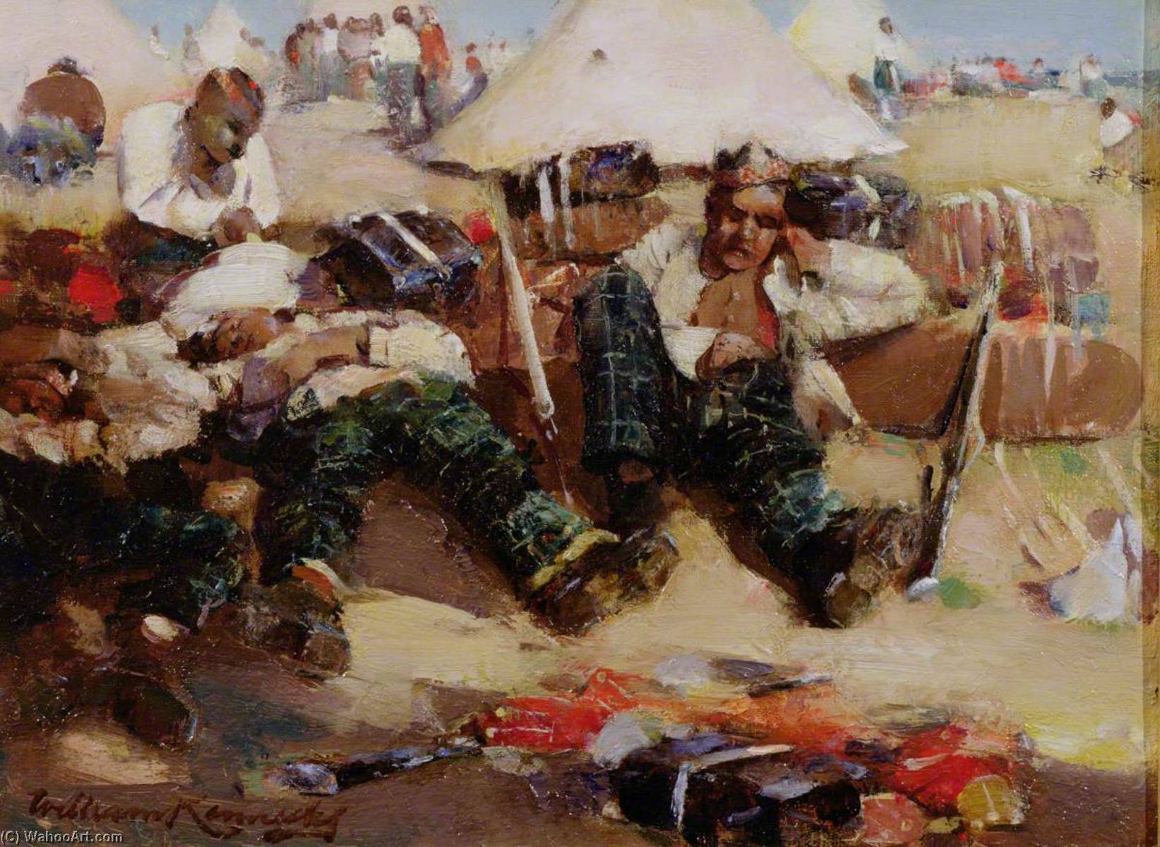 Wikioo.org - The Encyclopedia of Fine Arts - Painting, Artwork by William Joseph Kennedy - In Camp