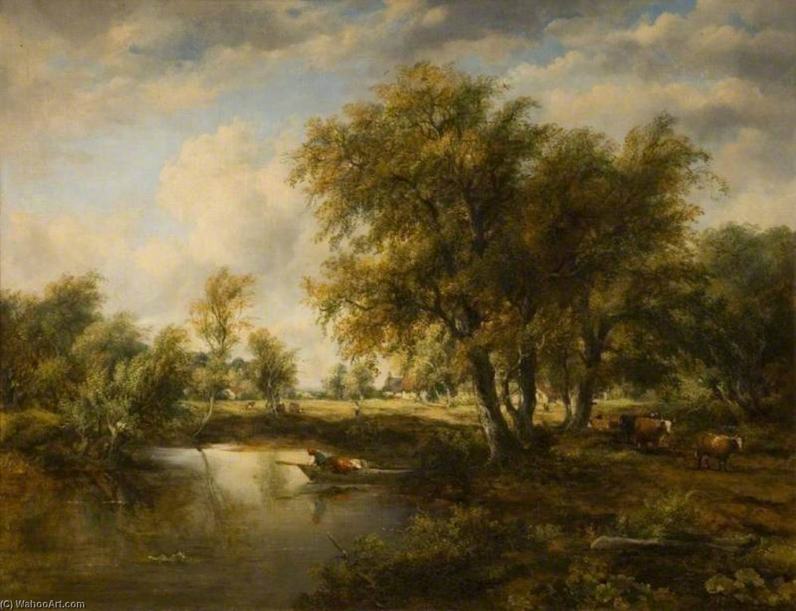 Wikioo.org - The Encyclopedia of Fine Arts - Painting, Artwork by Frederick Waters (William) Watts - Landscape with a Stream