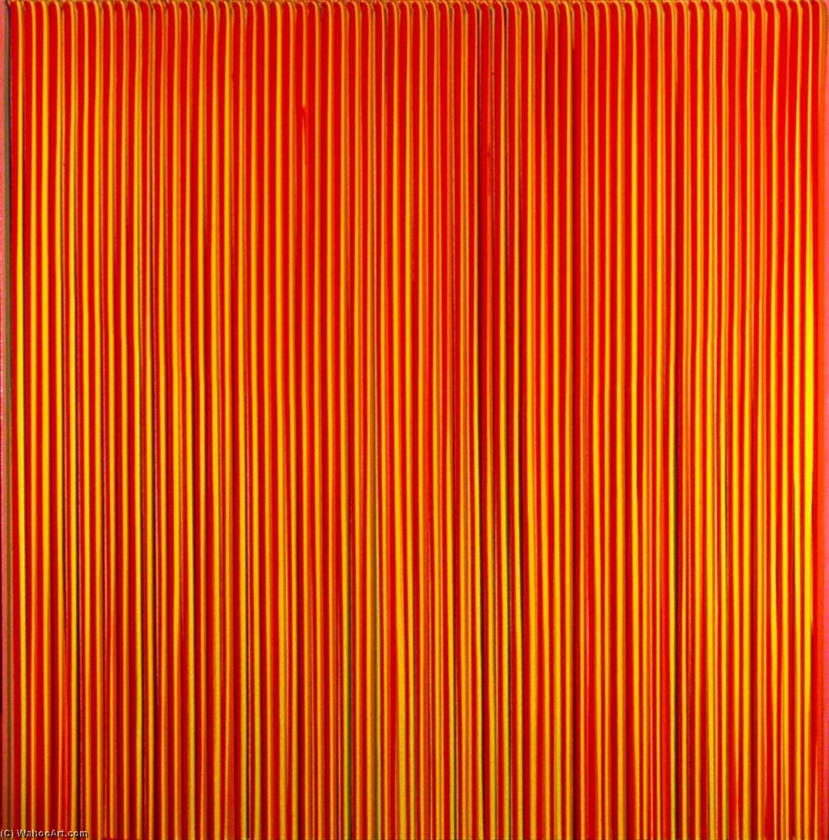 Wikioo.org - The Encyclopedia of Fine Arts - Painting, Artwork by Ian Davenport - Poured Lines, Light Red, Green, Blue, Yellow, Orange, Yellow, Red