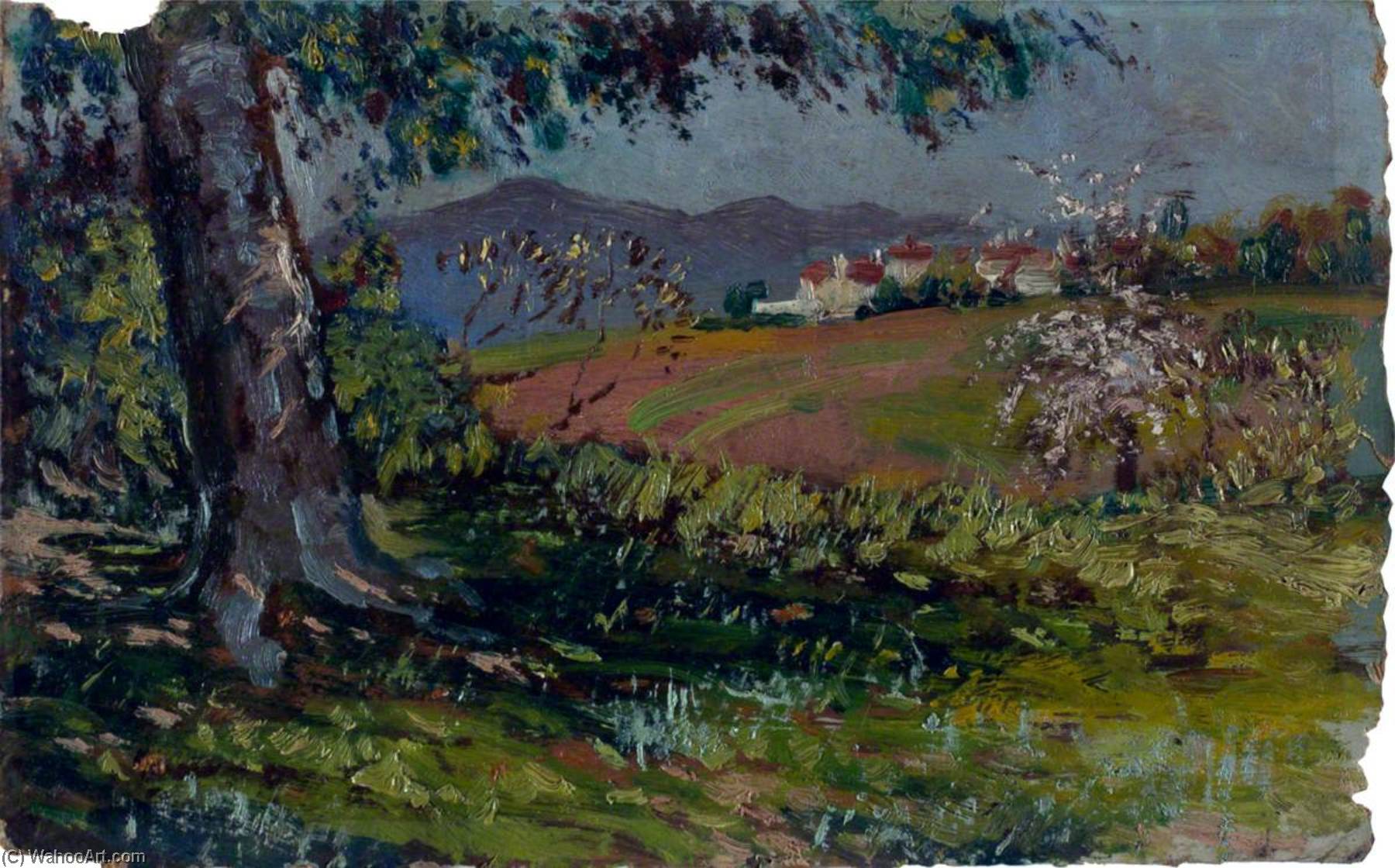 Wikioo.org - The Encyclopedia of Fine Arts - Painting, Artwork by Isaac Rosenberg - Landscape with Flowering Trees