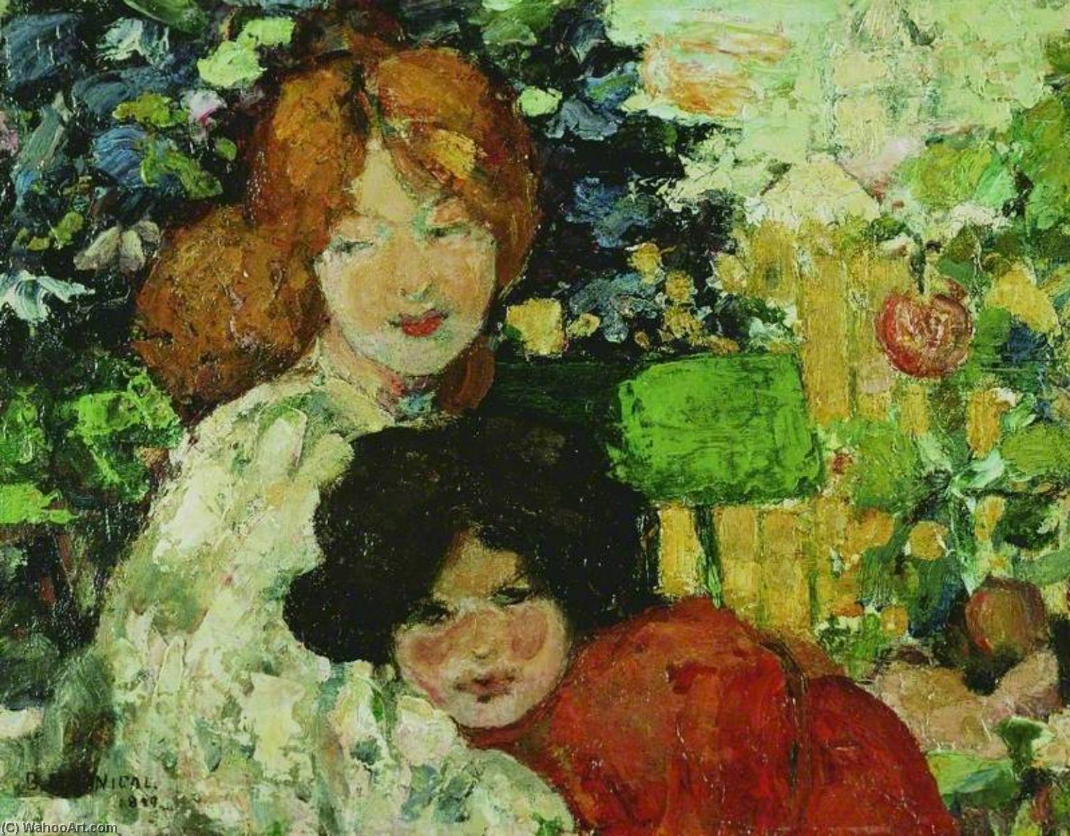 Wikioo.org - The Encyclopedia of Fine Arts - Painting, Artwork by Bessie Macnicol - Two Sisters (Mother and Daughter)