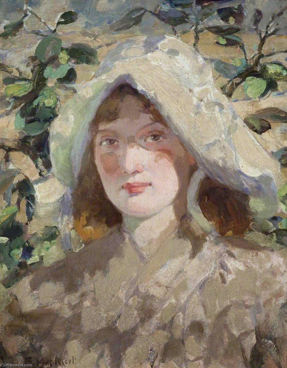 Wikioo.org - The Encyclopedia of Fine Arts - Painting, Artwork by Bessie Macnicol - Young Woman in a Sun Bonnet
