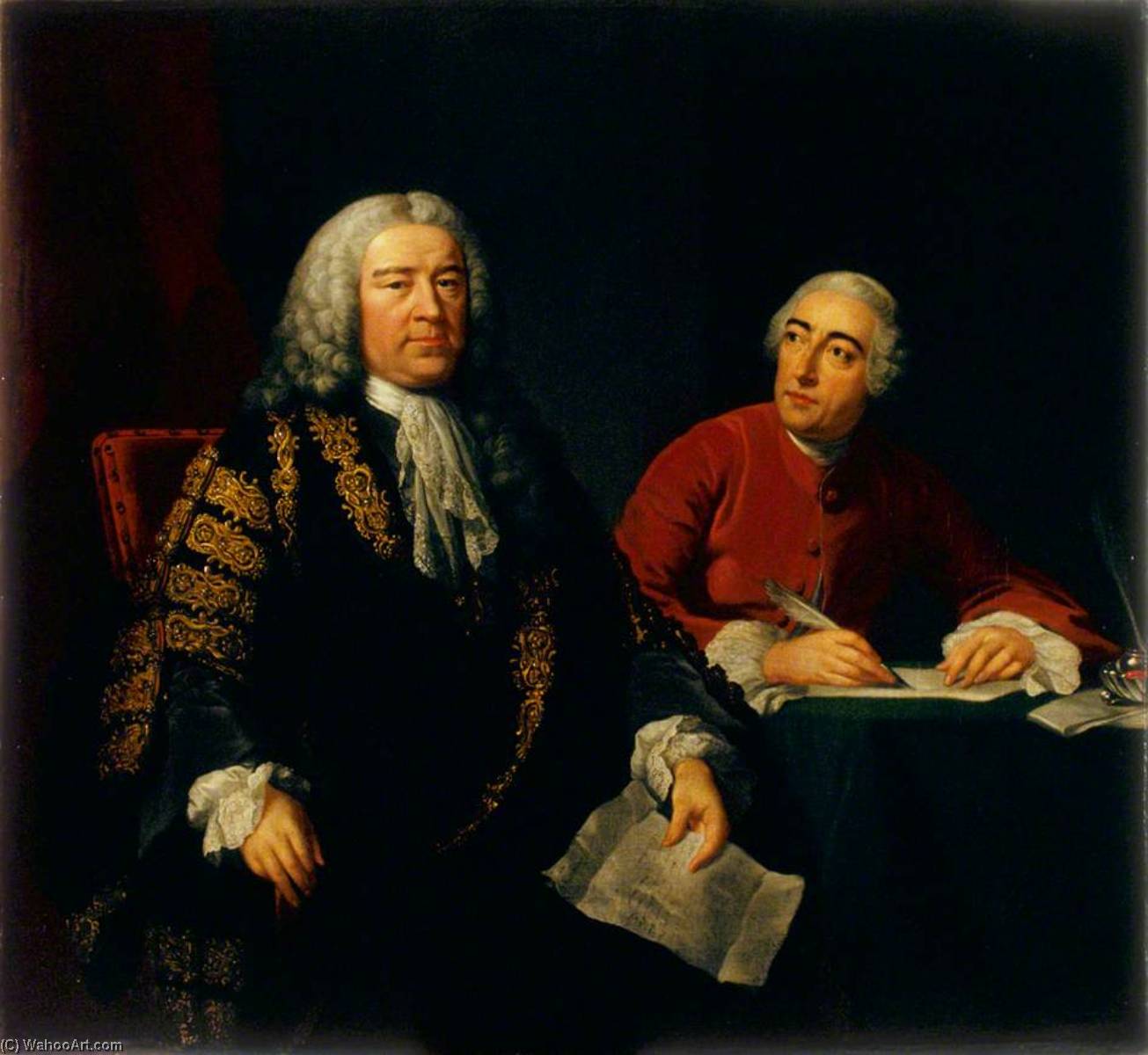 Wikioo.org - The Encyclopedia of Fine Arts - Painting, Artwork by John Shackleton - Henry Pelham (1694–1754) and His Secretary John Roberts
