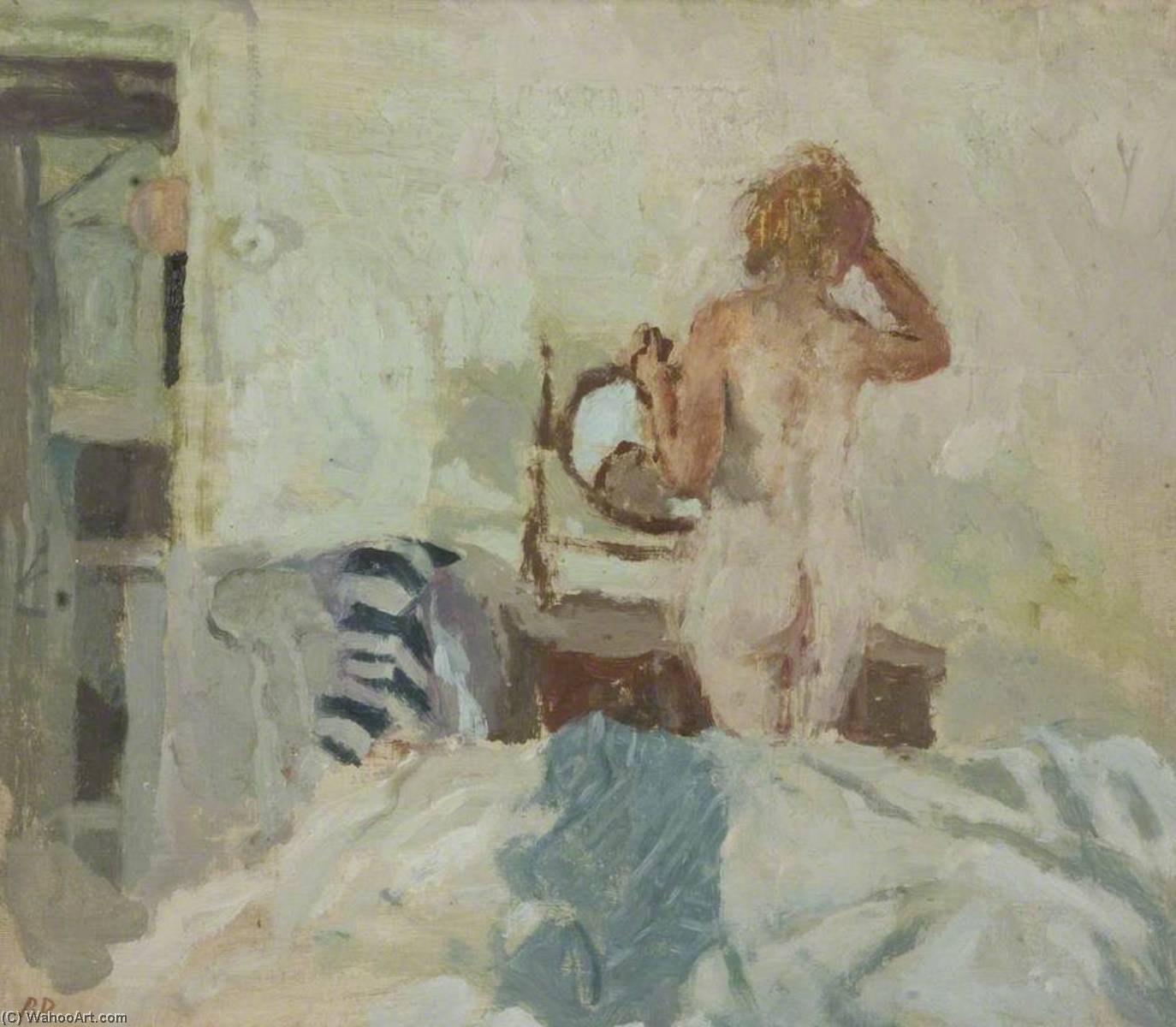 Wikioo.org - The Encyclopedia of Fine Arts - Painting, Artwork by Bernard Dunstan - Brushing Hair Summer Morning