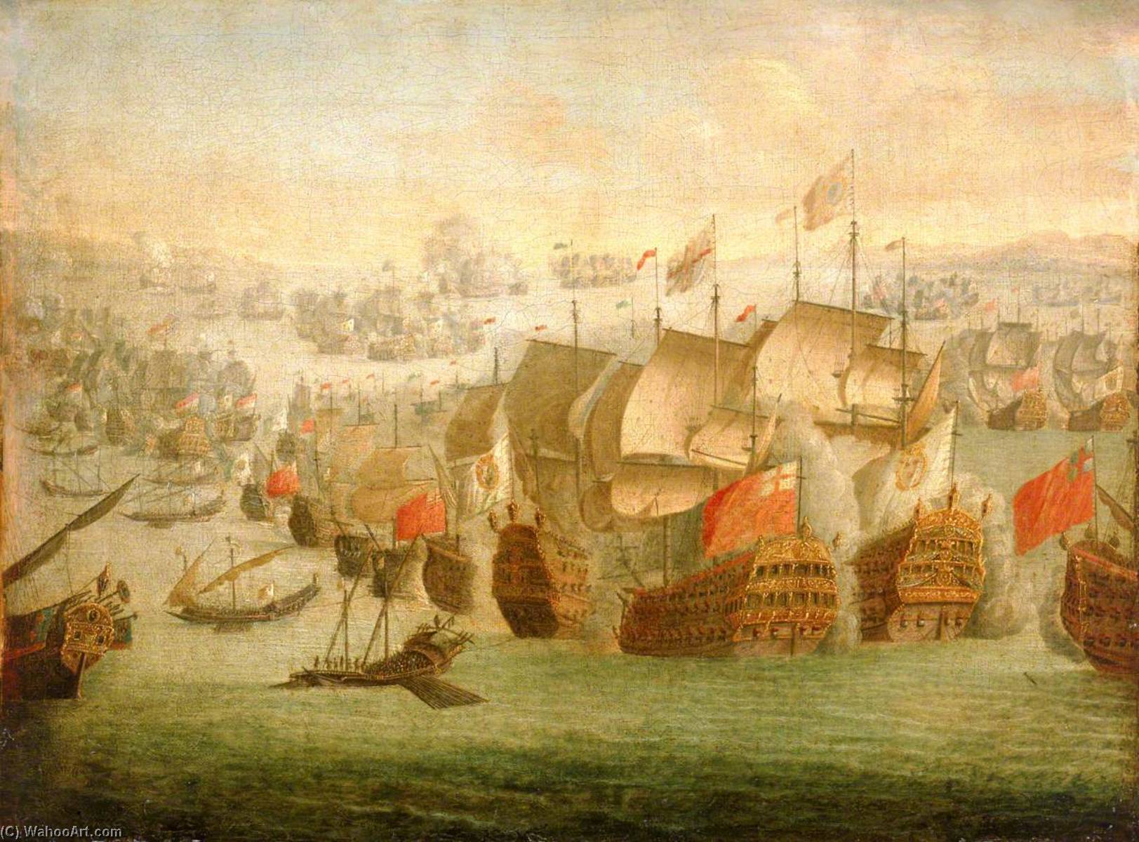 Wikioo.org - The Encyclopedia of Fine Arts - Painting, Artwork by Isaac Sailmaker - The Battle of Malaga, 13 August 1704