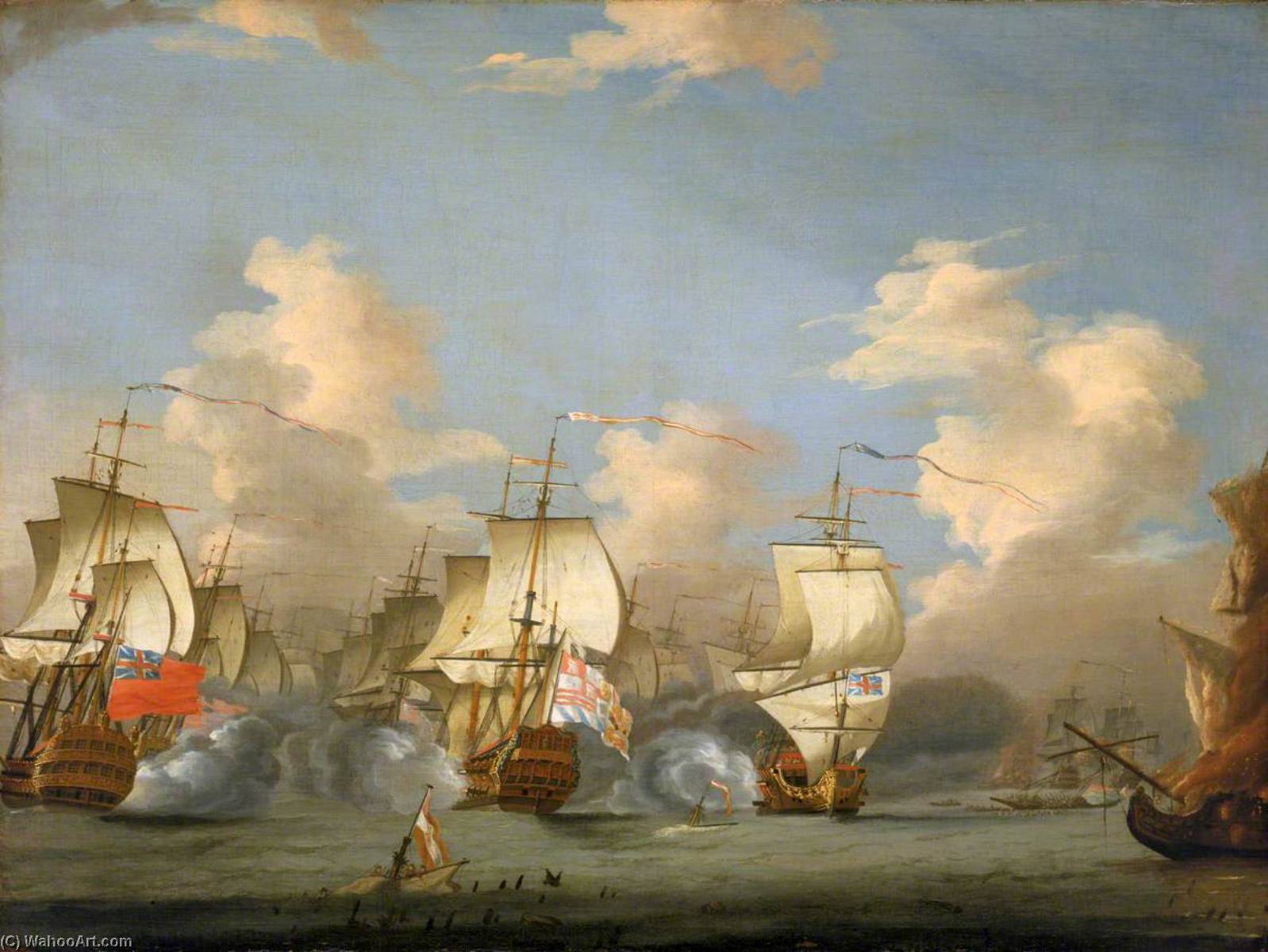 Wikioo.org - The Encyclopedia of Fine Arts - Painting, Artwork by Isaac Sailmaker - The Battle of Cape Passaro, 11 August 1718